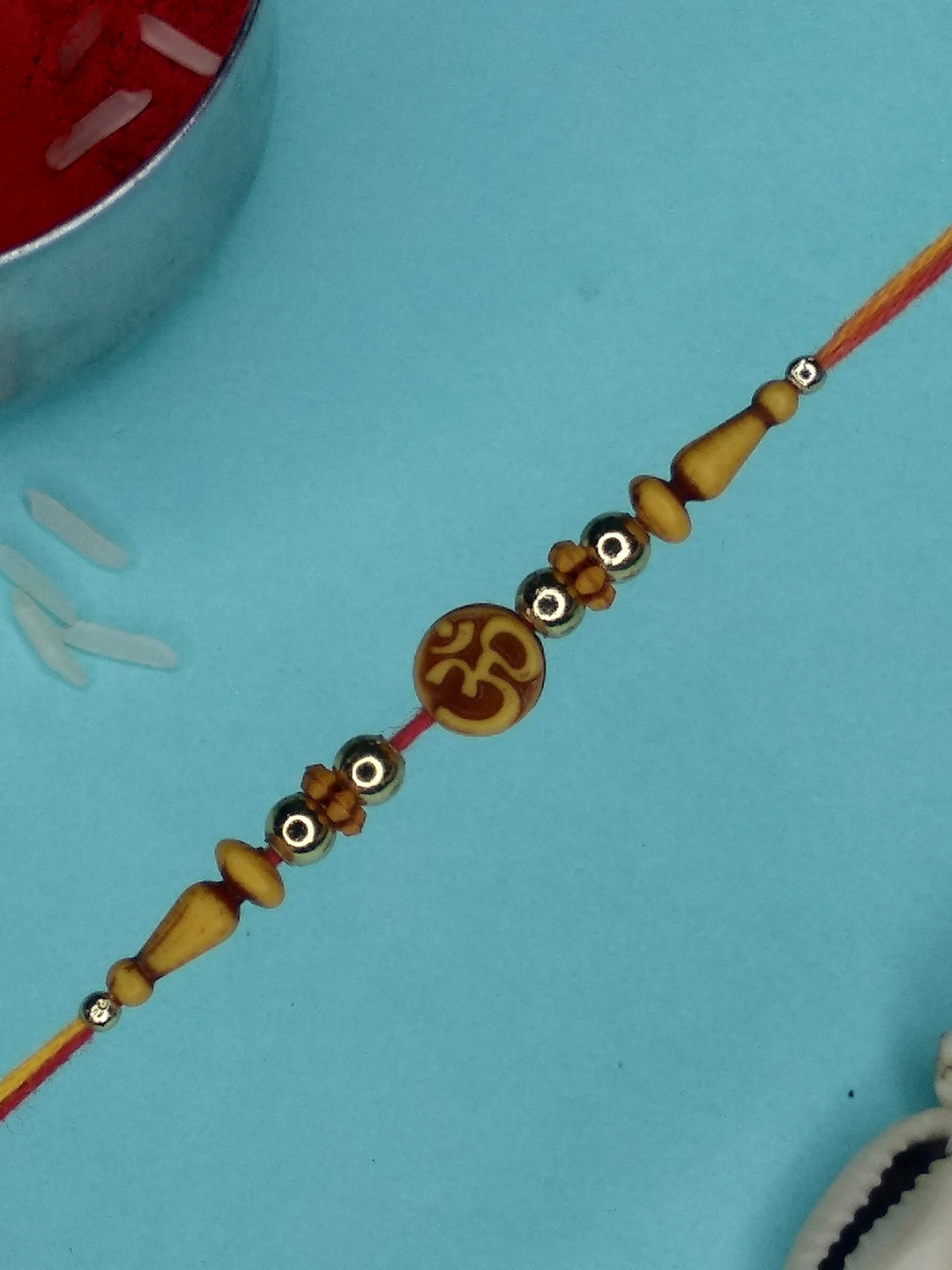 CRAYTON Men Red Beaded Thread Rakhi