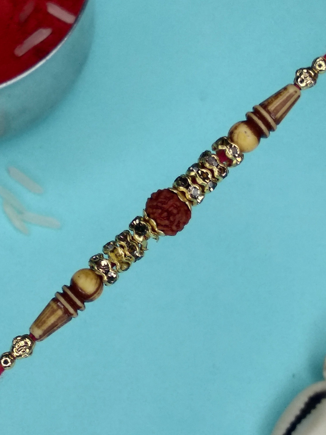 CRAYTON Men Red Beaded Thread Rakhi