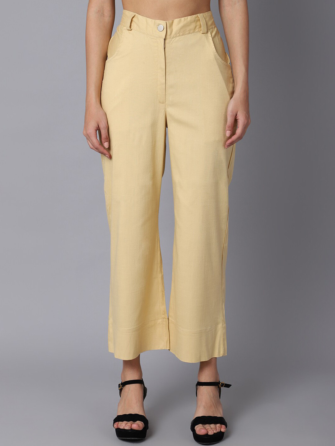 TAG 7 Women Beige Smart Flared Trousers