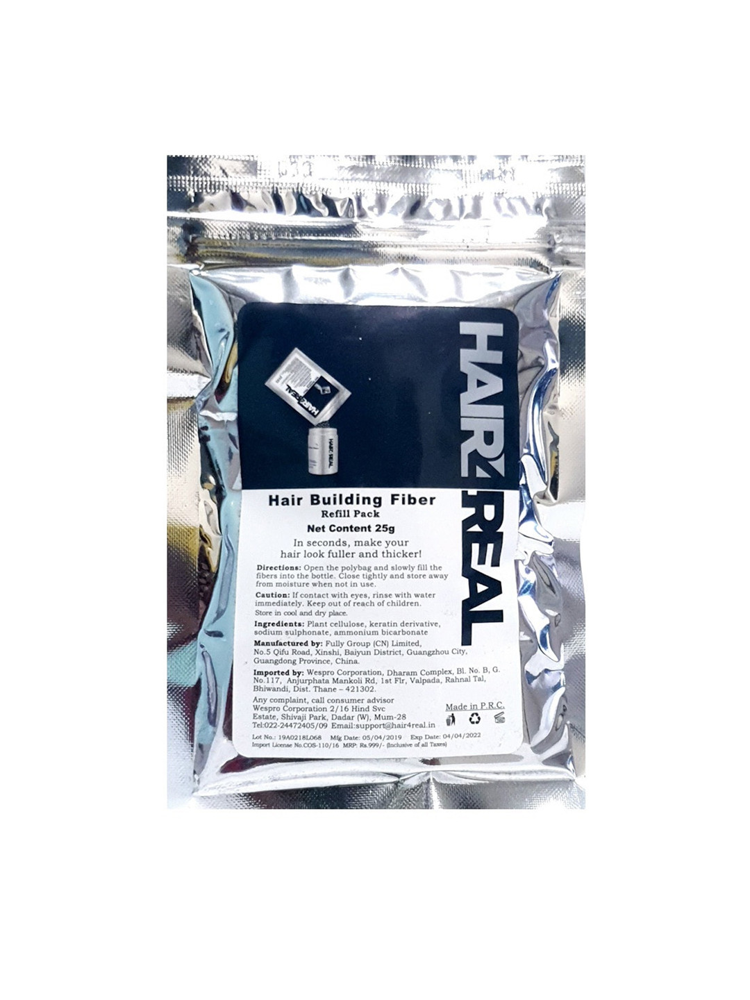 HAIR4REAL Dark Brown Hair Building Hair Fiber Refill Pack 25g