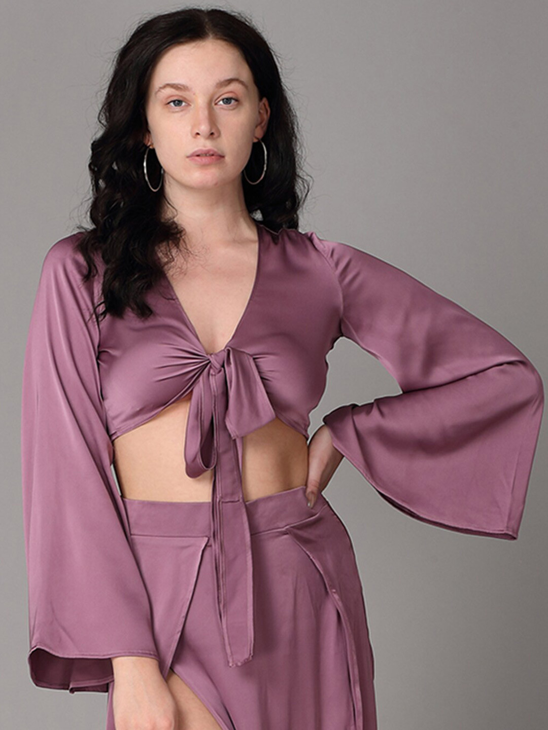 Oh So Fly Pink Satin Crop Top