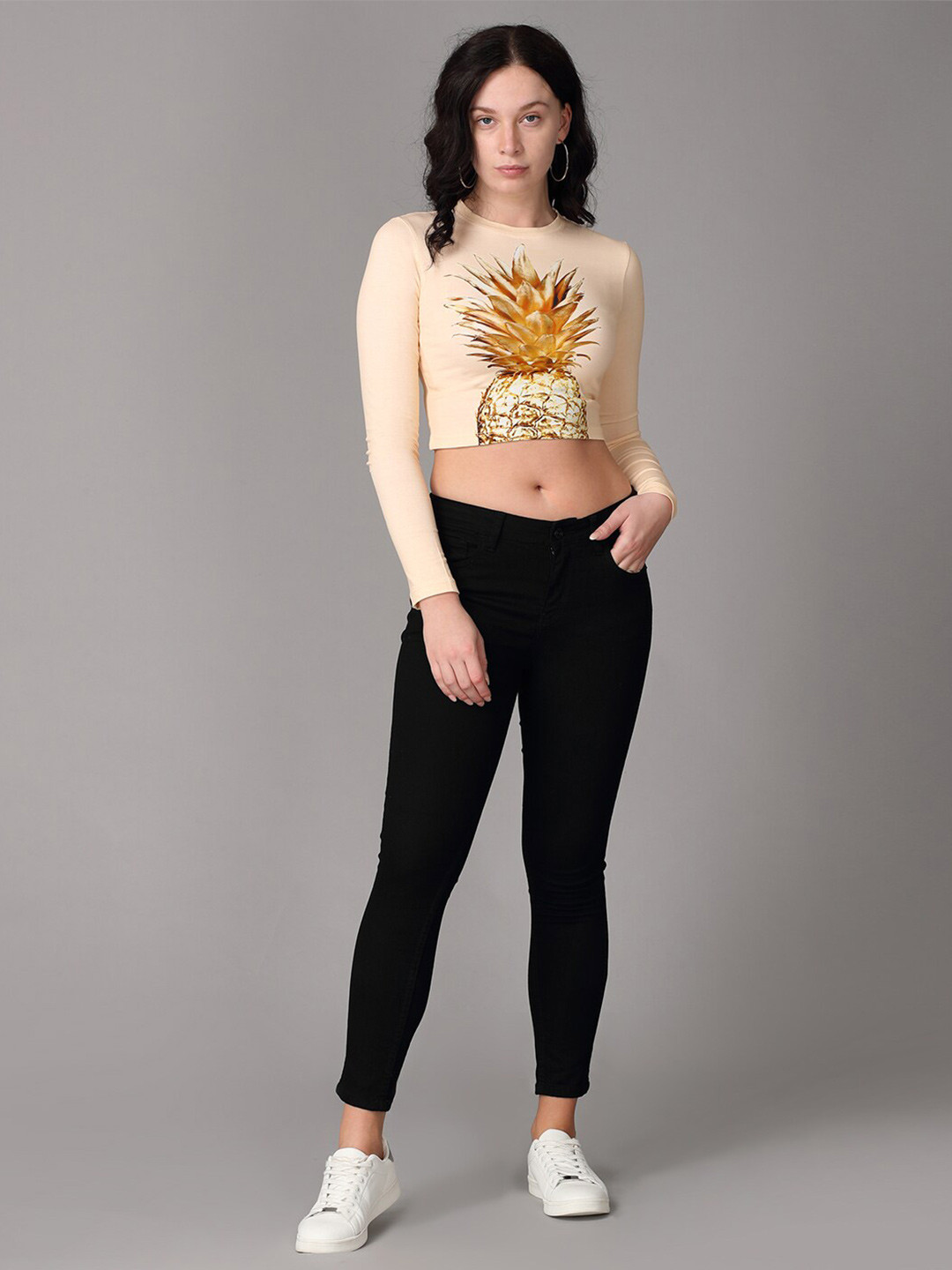 Oh So Fly White Print Crop Top