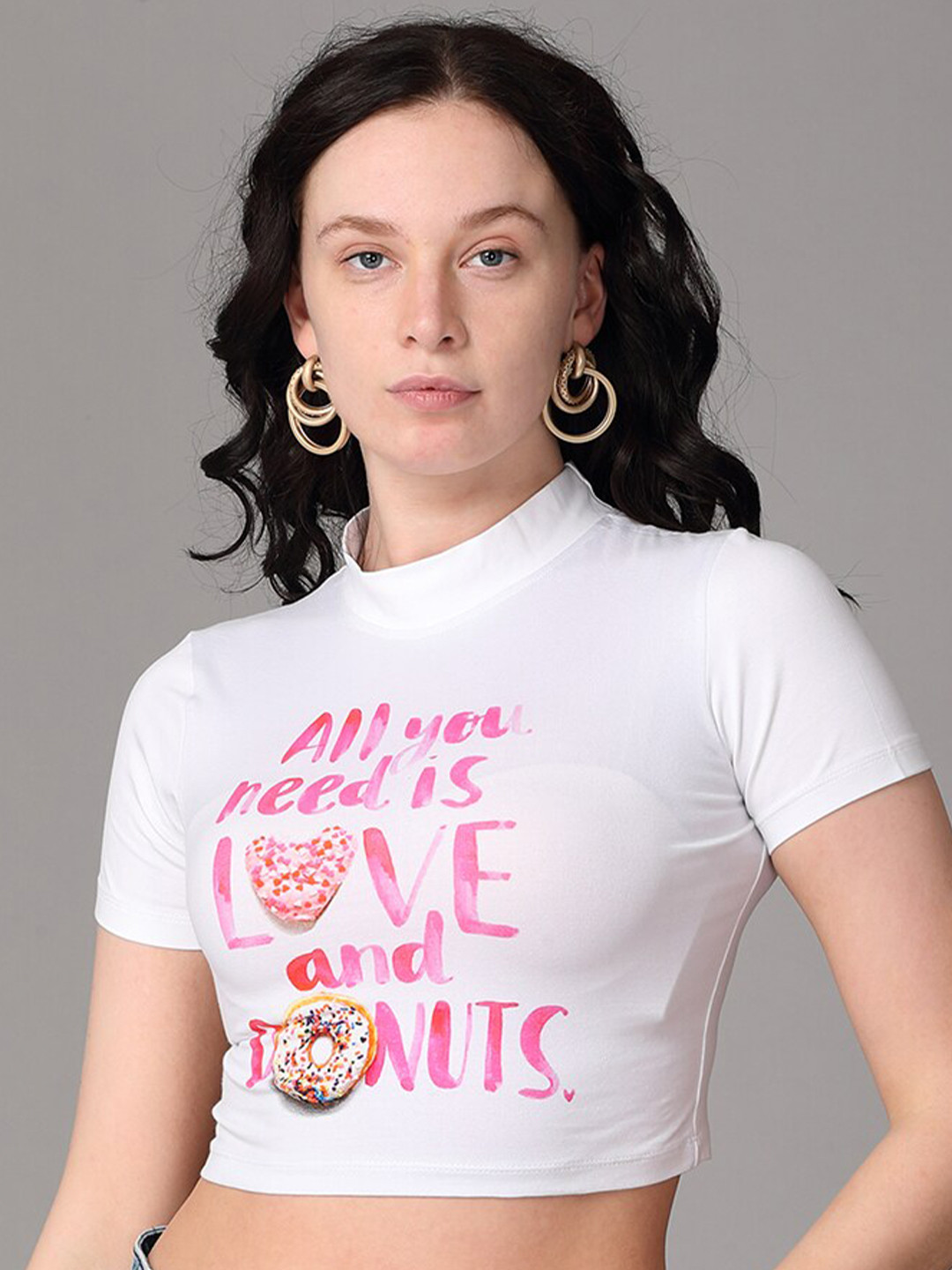 Oh So Fly White Print Crop Top