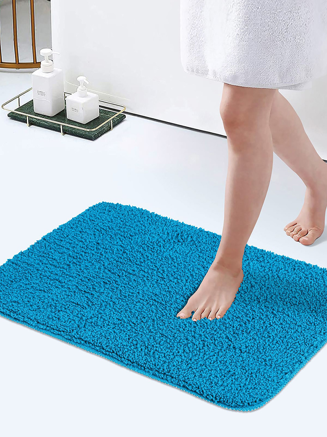 OBSESSIONS Teal Solid 1300 GSM Anti-Skid Bath Rug