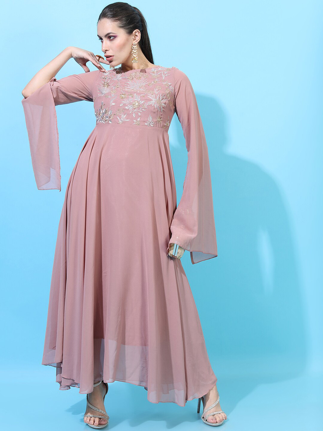 Vishudh Pink & pale mauve Maxi Dress