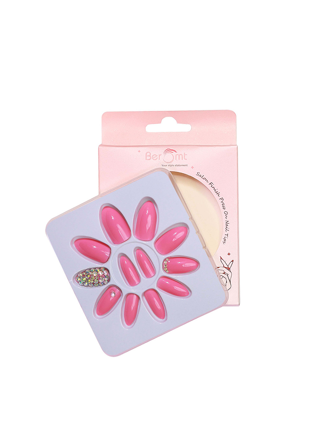 BEROMT 12 Pcs Long-Lasting Reusable Lightweight Salon Finish Press on Nail Tips-682