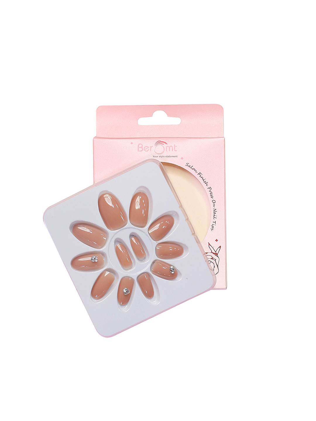 BEROMT Salon Finish Bridal & Party Press-On False Nail Tips Kit - Shade 754