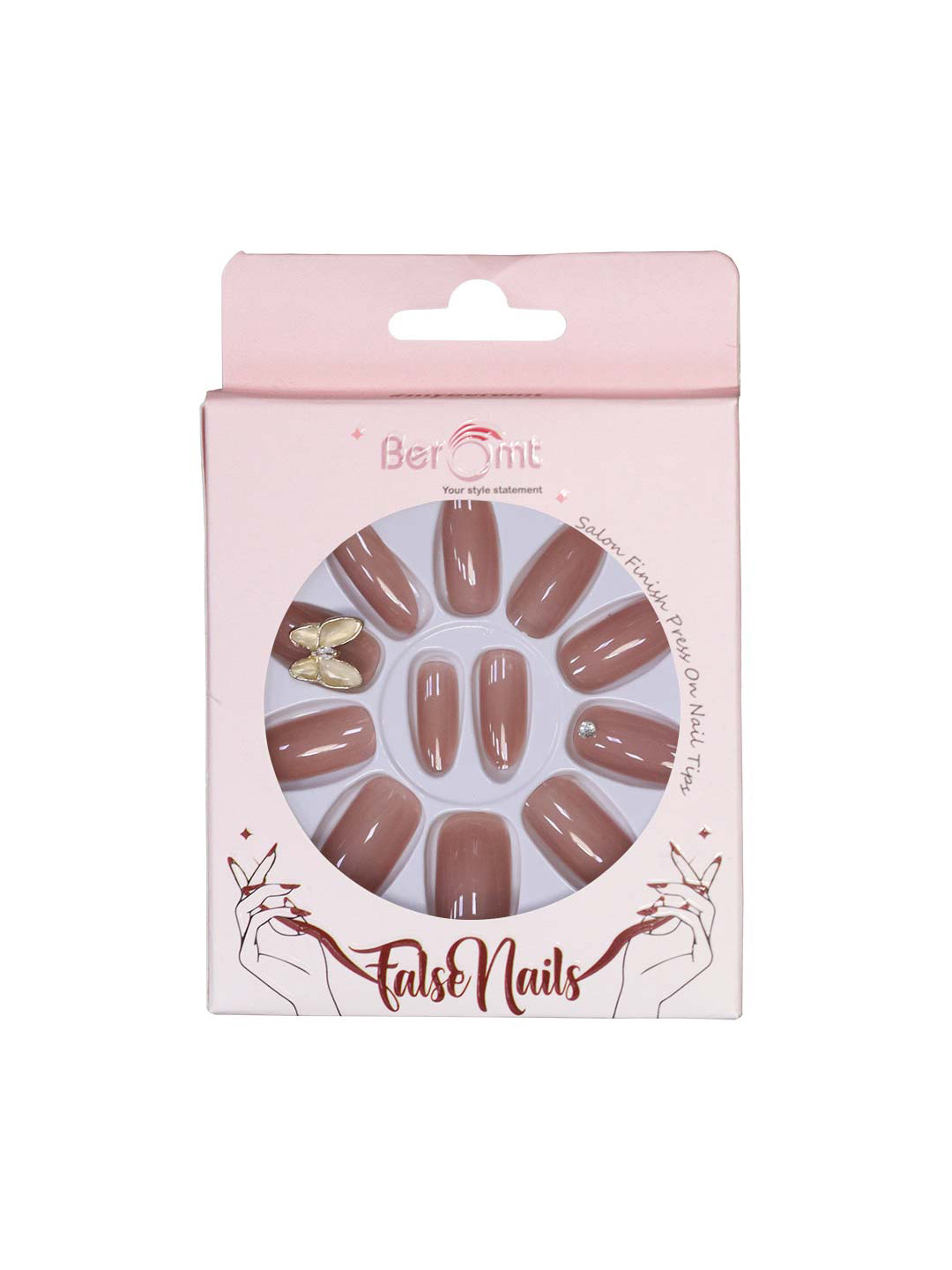 BEROMT 12 Pcs Long-Lasting Reusable Lightweight Salon Finish Press on Nail Tips-690