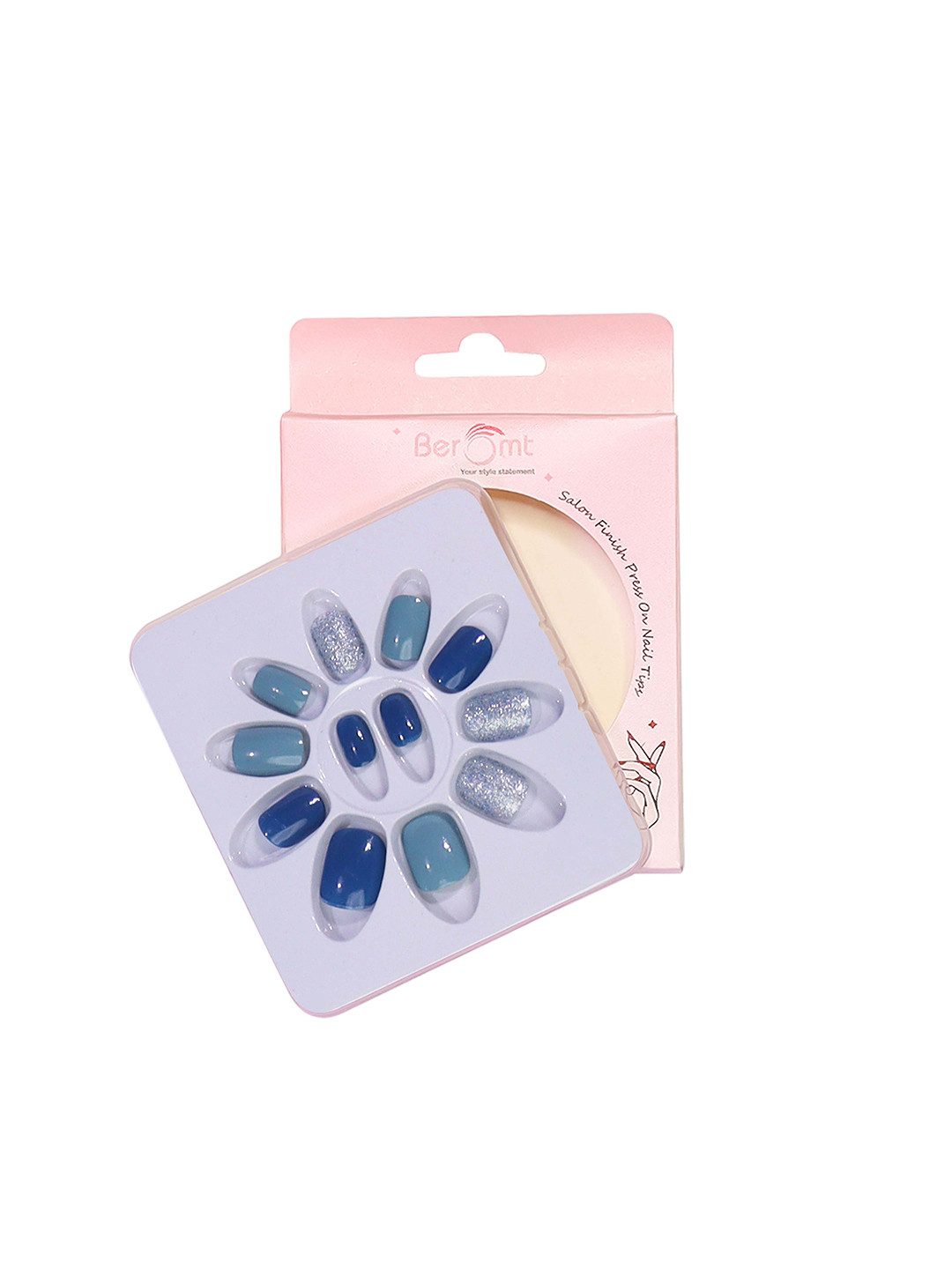 BEROMT Long-Lasting Reusable Lightweight Salon Finish Press on Nail Tips - Shade 629