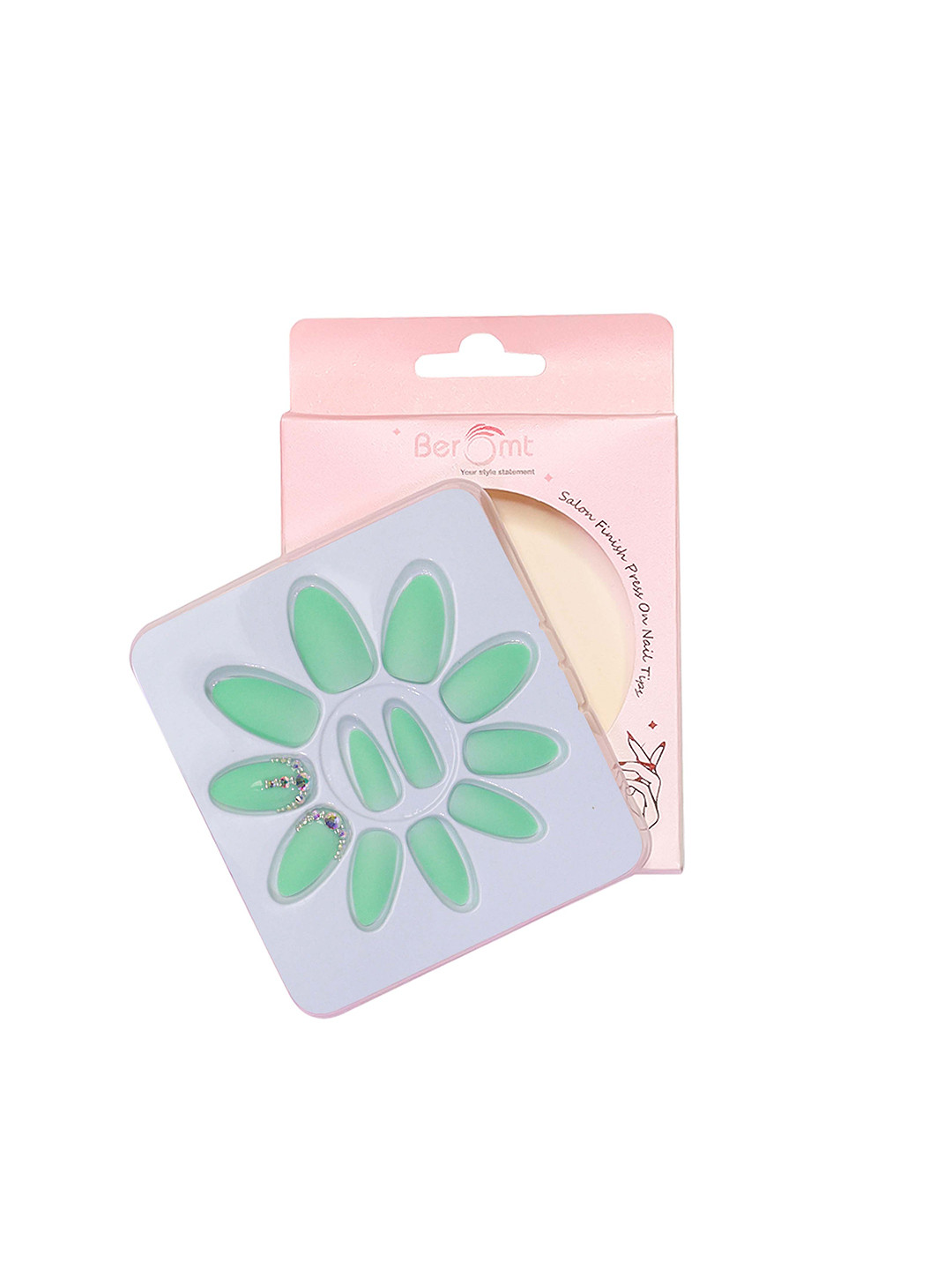 BEROMT Salon Finish Bridal & Party Press-On False Nail Tips Kit - Shade 666