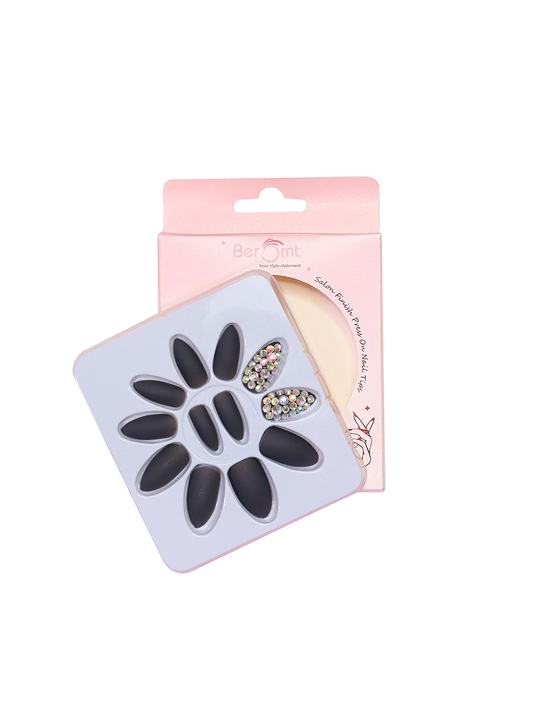 BEROMT Salon Finish Bridal & Party Press-On False Nail Tips Kit - Shade 669