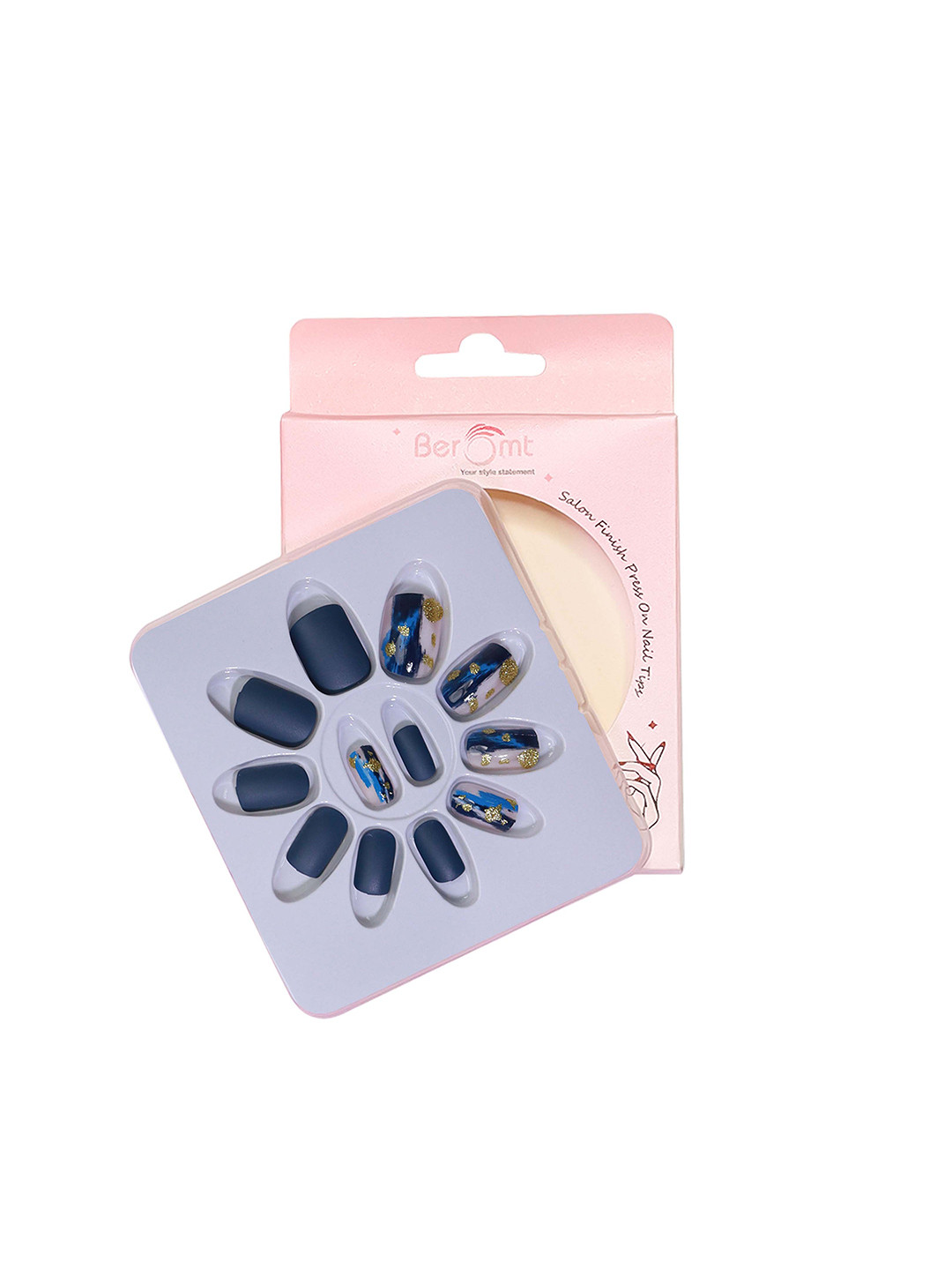 BEROMT 12 Pcs Long-Lasting Reusable Lightweight Salon Finish Press on Nail Tips - 706