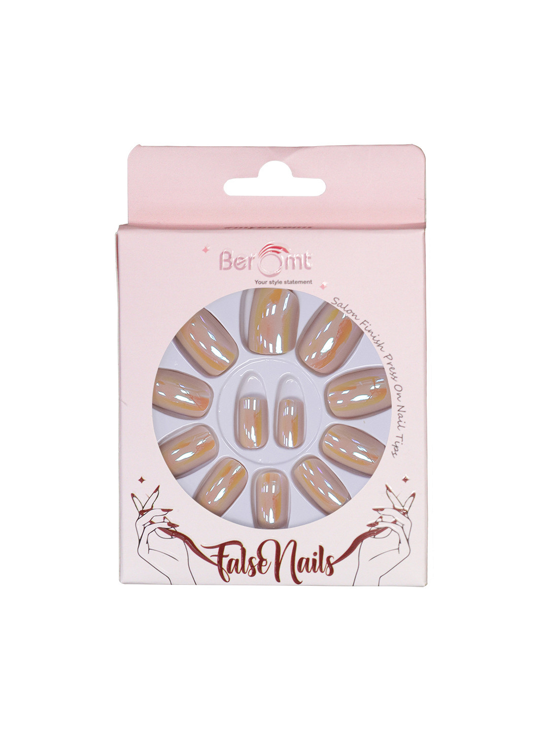 BEROMT Long-Lasting Reusable Lightweight Salon Finish Press on Nail Tips - Shade 619