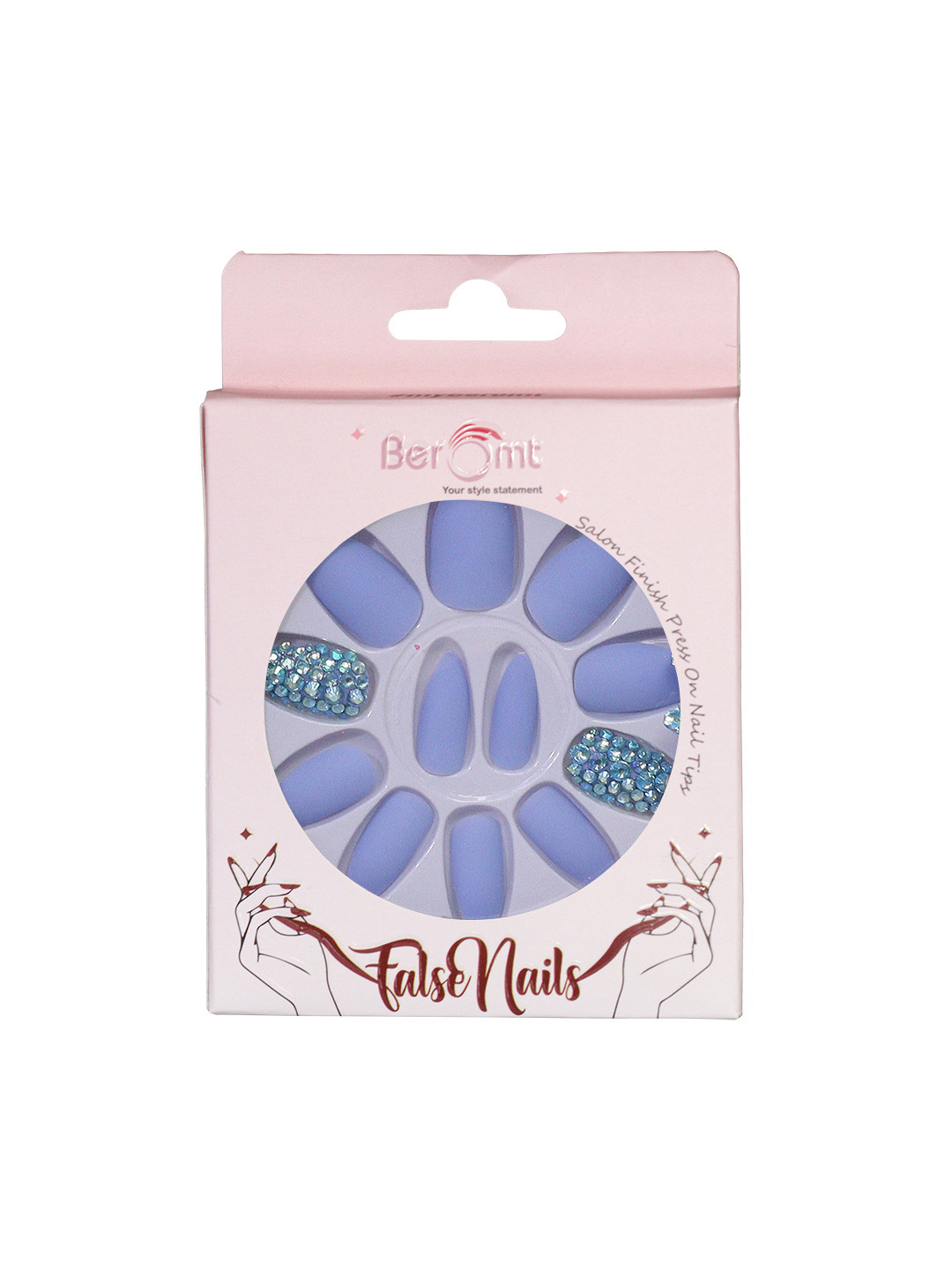 BEROMT Long-Lasting Reusable Lightweight Salon Finish Press on Nail Tips - Shade 626
