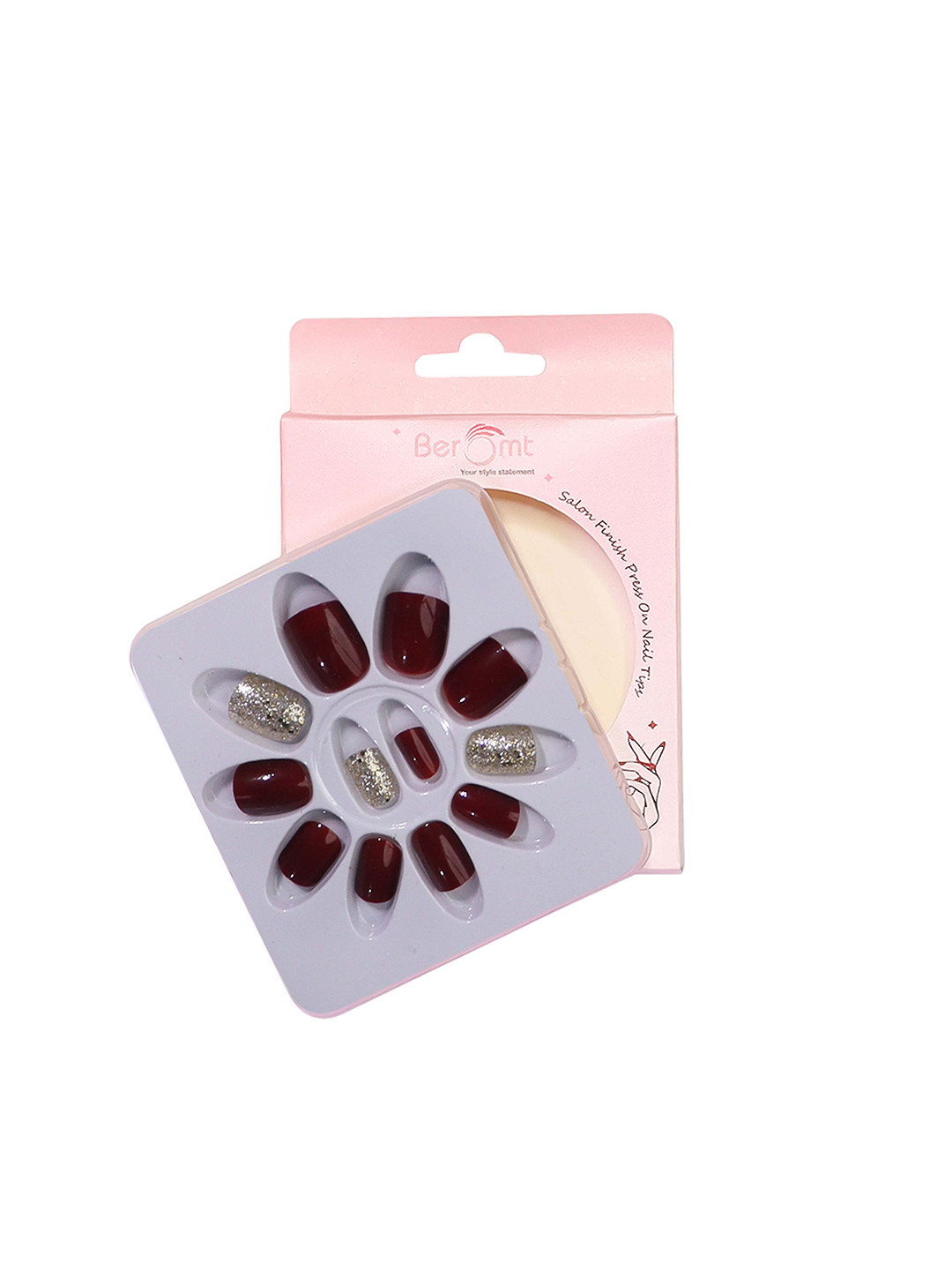 BEROMT Red Press On Fake Nails