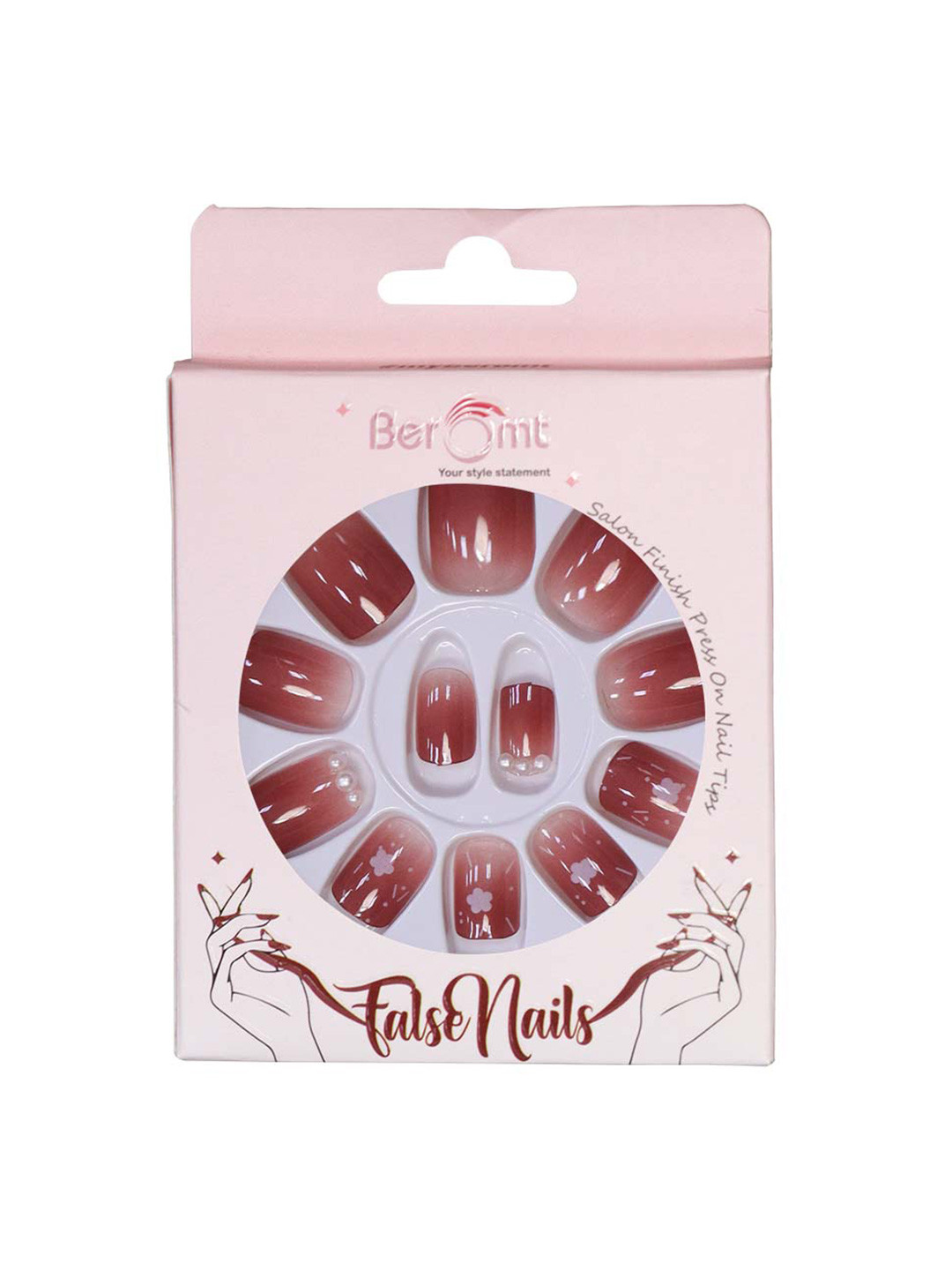 BEROMT 12 Pcs Long-Lasting Reusable Lightweight Salon Finish Press on Nail Tips - 764