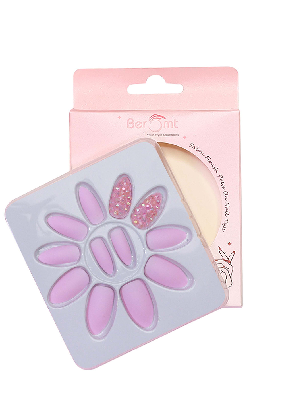 BEROMT Salon Finish Bridal & Party Press-On False Nail Tips Kit - Shade 672
