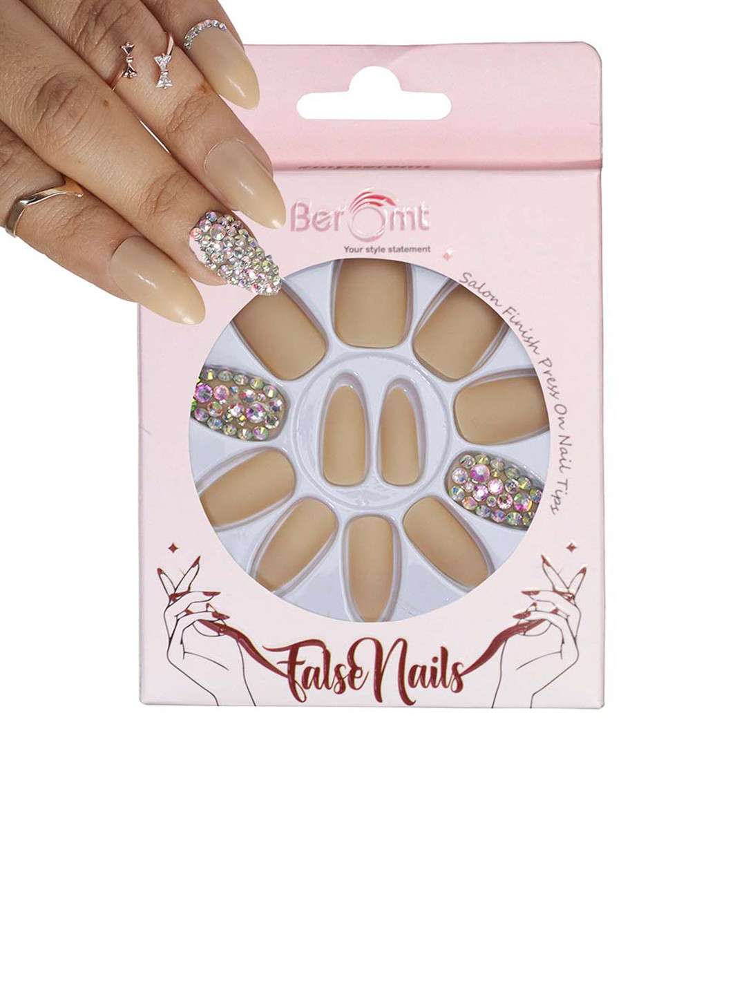 BEROMT Salon Finish Bridal & Party Press-On False Nail Tips Kit - Shade 675