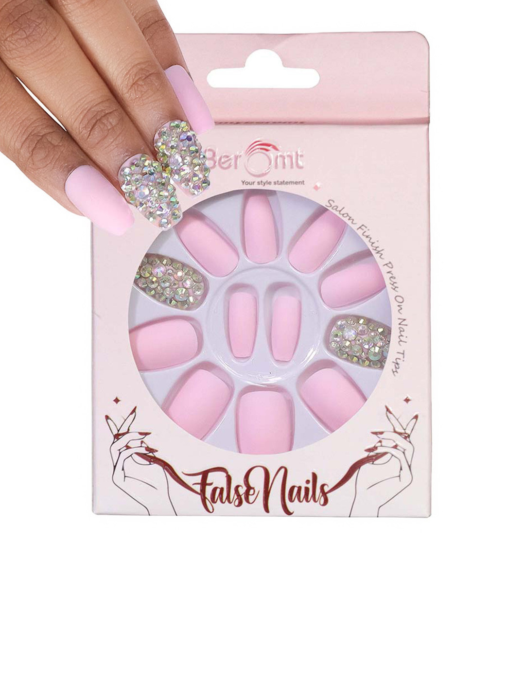 BEROMT Salon Finish Bridal & Party Press-On False Nail Tips Kit - Shade 678