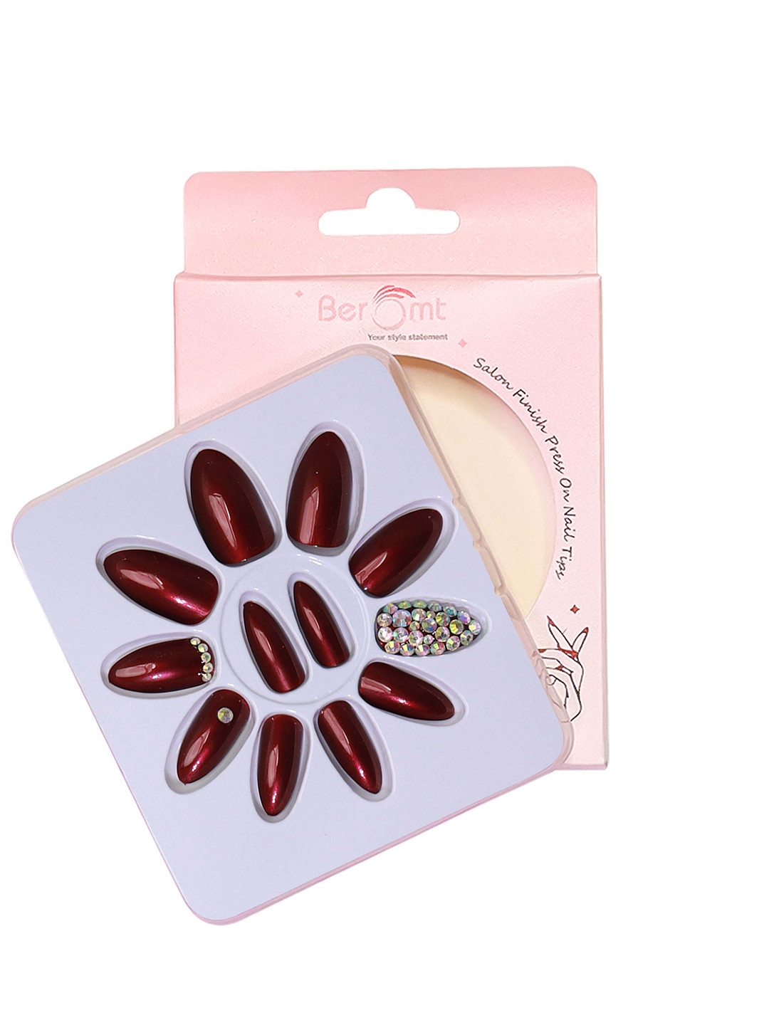 BEROMT 12 Pcs Long-Lasting Reusable Lightweight Salon Finish Press on Nail Tips - 681