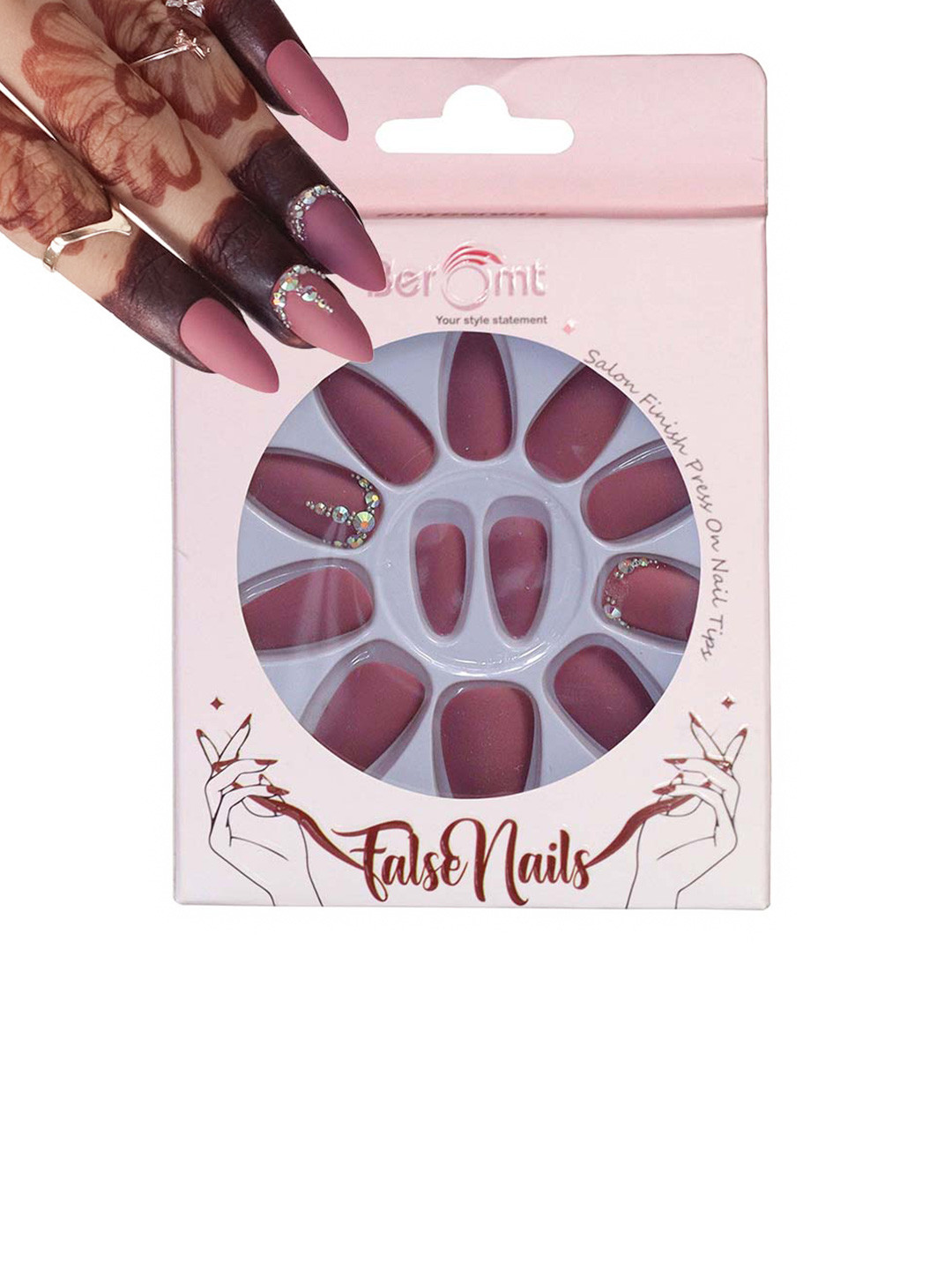 BEROMT Women Mauve Salon Finish Press on Nail Tips 630