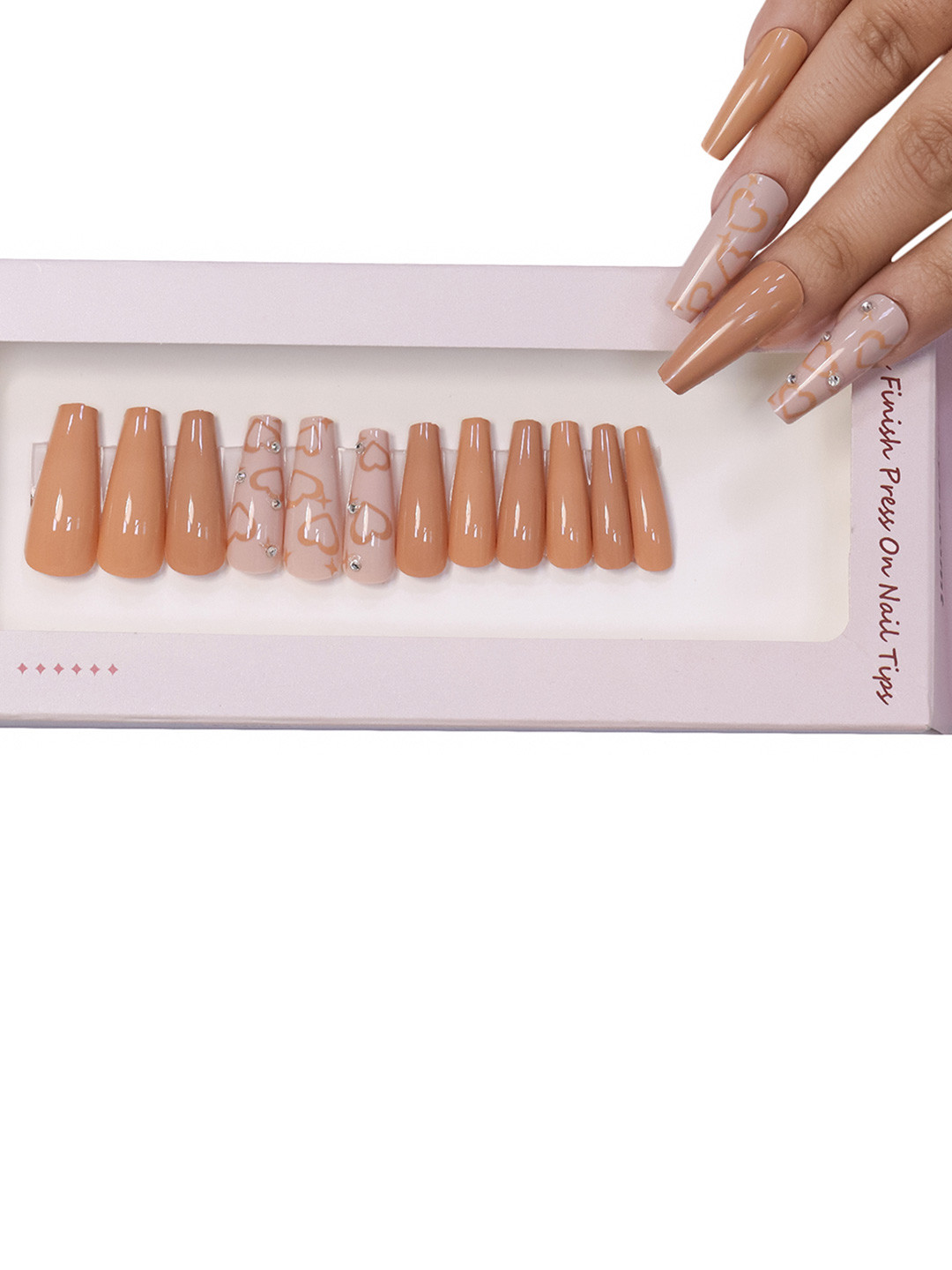 BEROMT 12 Pcs Long-Lasting Reusable Lightweight Salon Finish Press on Nail Tips- Shade 739