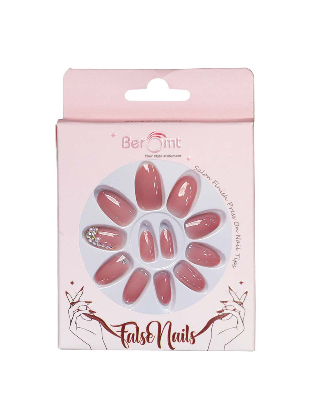 BEROMT Salon Finish Bridal & Party Press-On False Nail Tips Kit - Shade 757