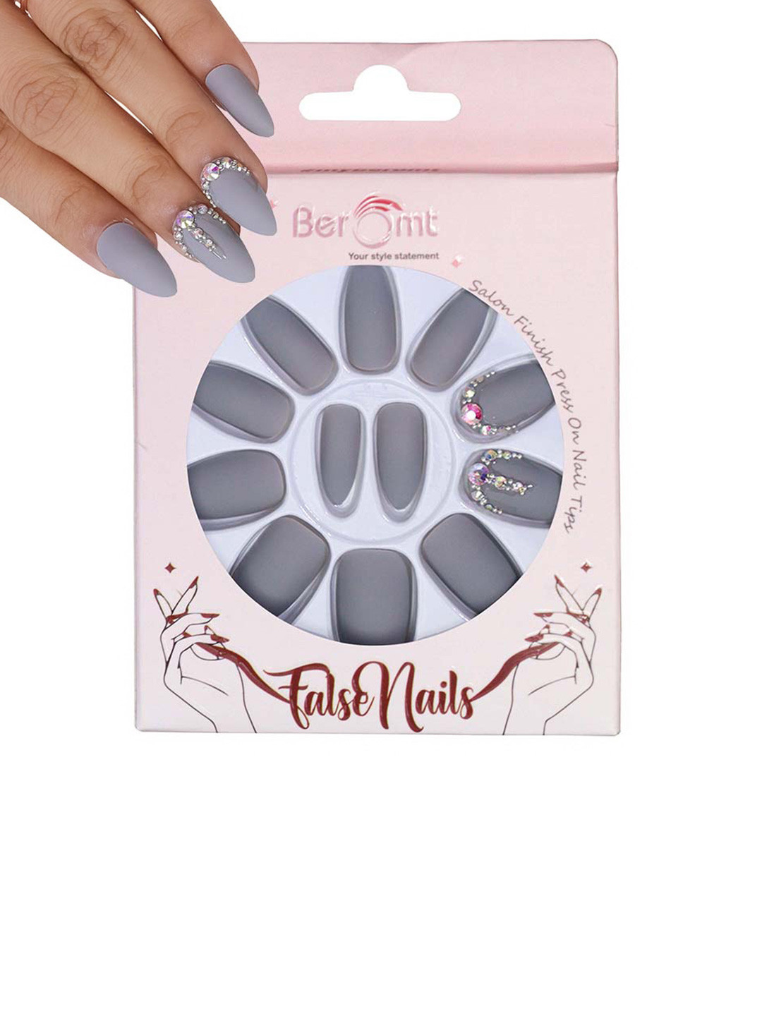 BEROMT Salon Finish Bridal & Party Press-On False Nail Tips Kit - Shade 662