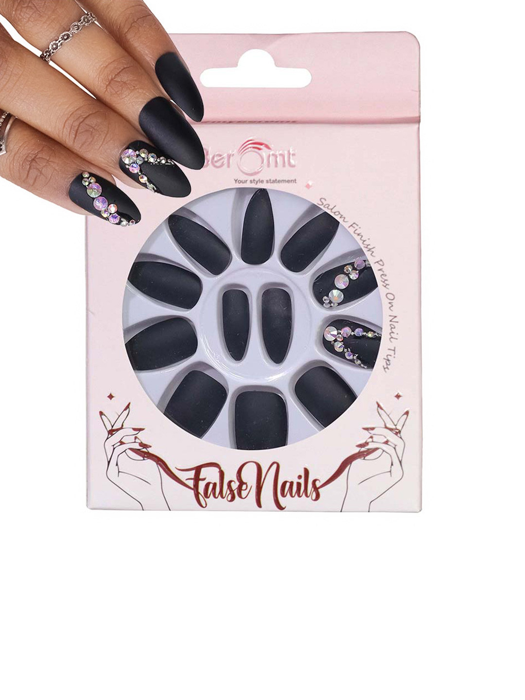 BEROMT 12 Pcs Long-Lasting Reusable Lightweight Salon Finish Press on Nail Tips - 686