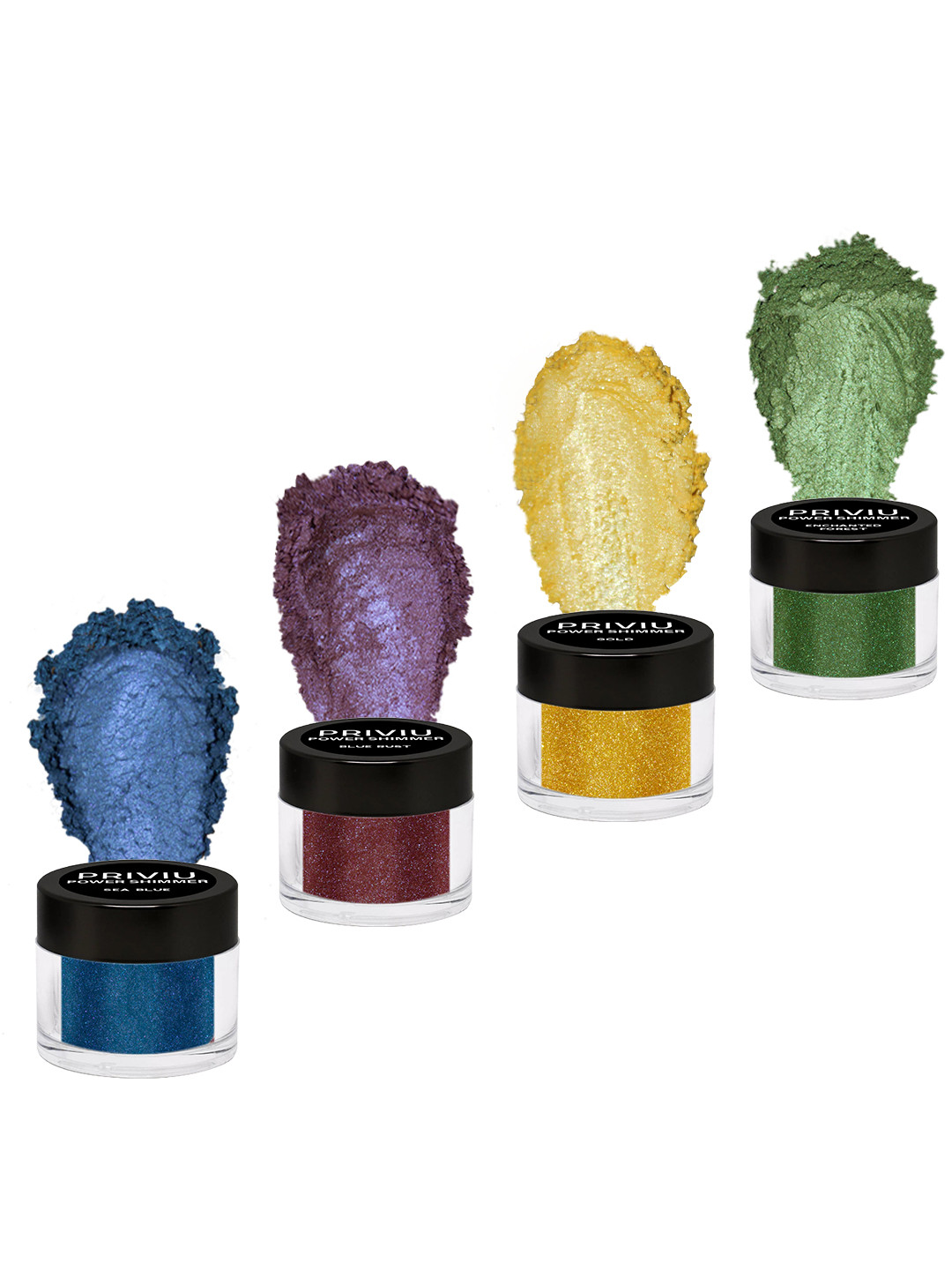 PRIVIU Set of 4 Power Shimmer Eyeshadow - Exotic Peacock