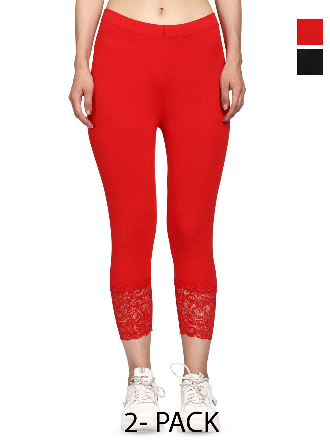 Outflits Women Red & Black Capris