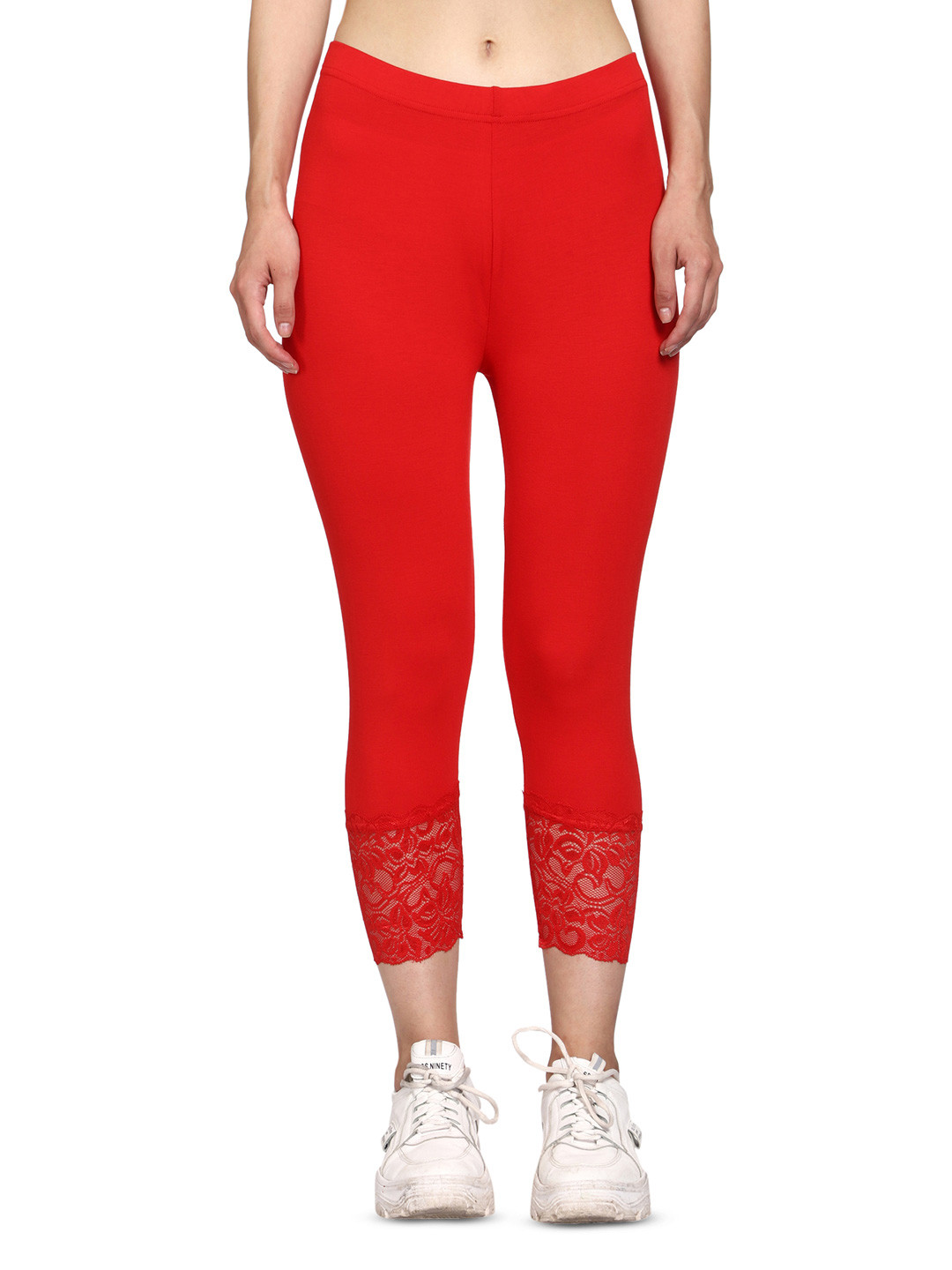 Outflits Women Red Tights With Net Lace