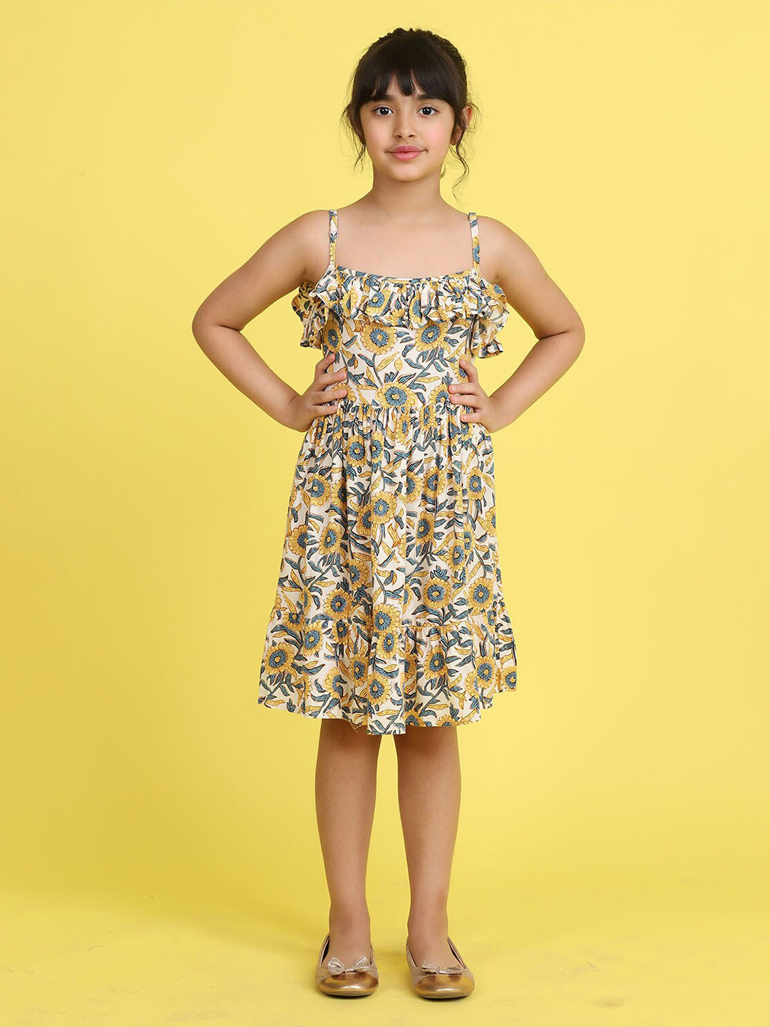 Biglilpeople Yellow Floral Dress