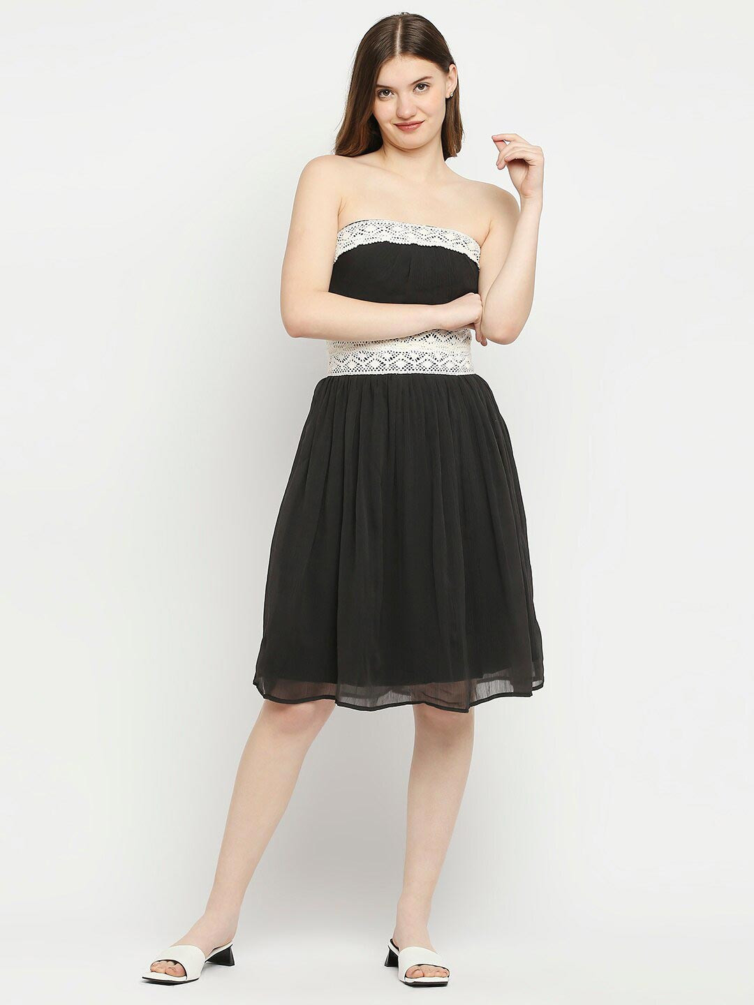 aaliya Black Chiffon Dress