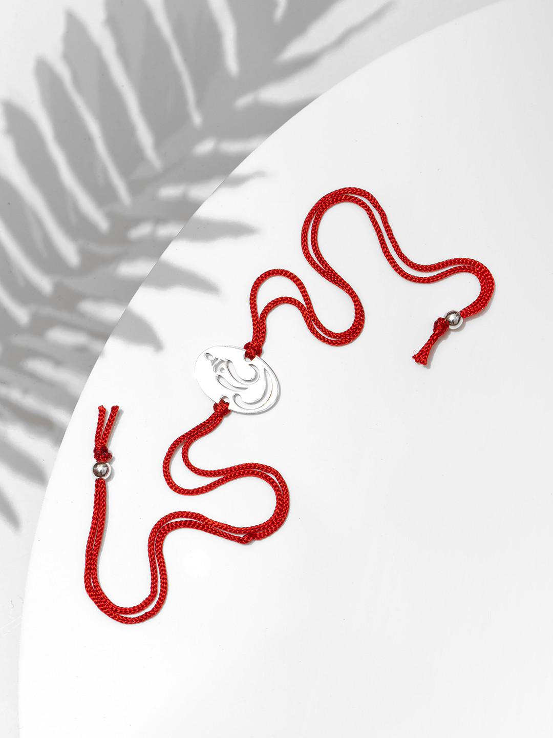 Zavya 925 Sterling Silver Ganesh Charm Rakhi, Rice & Roli Set