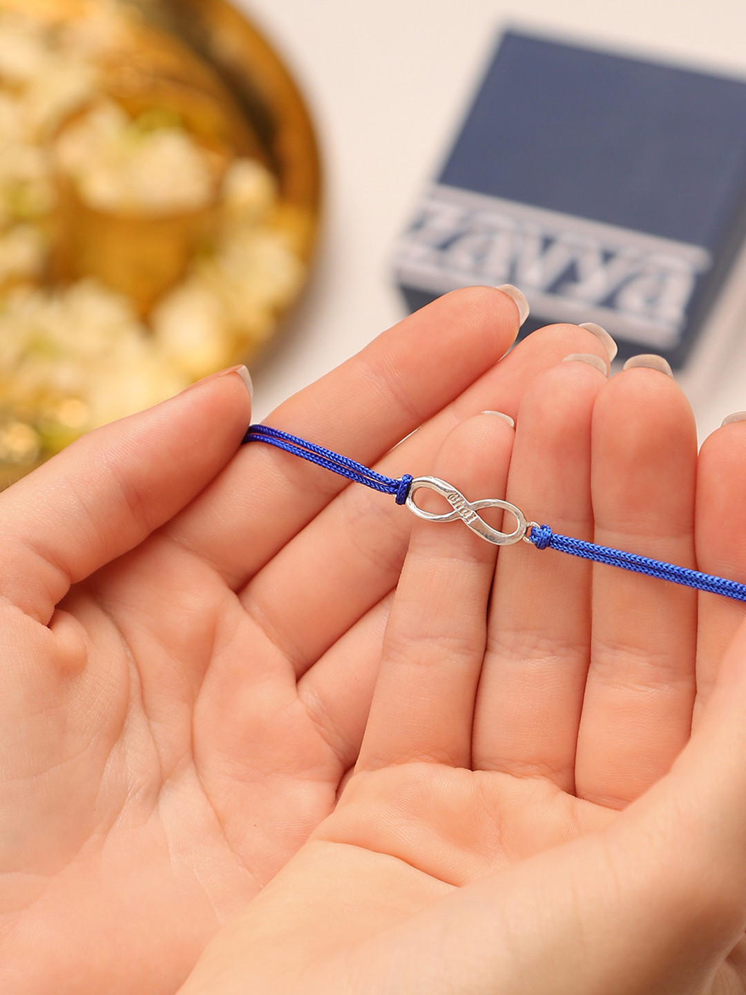 Zavya 925 Sterling Silver Infinity Charm Multistrand Brother Rakhi