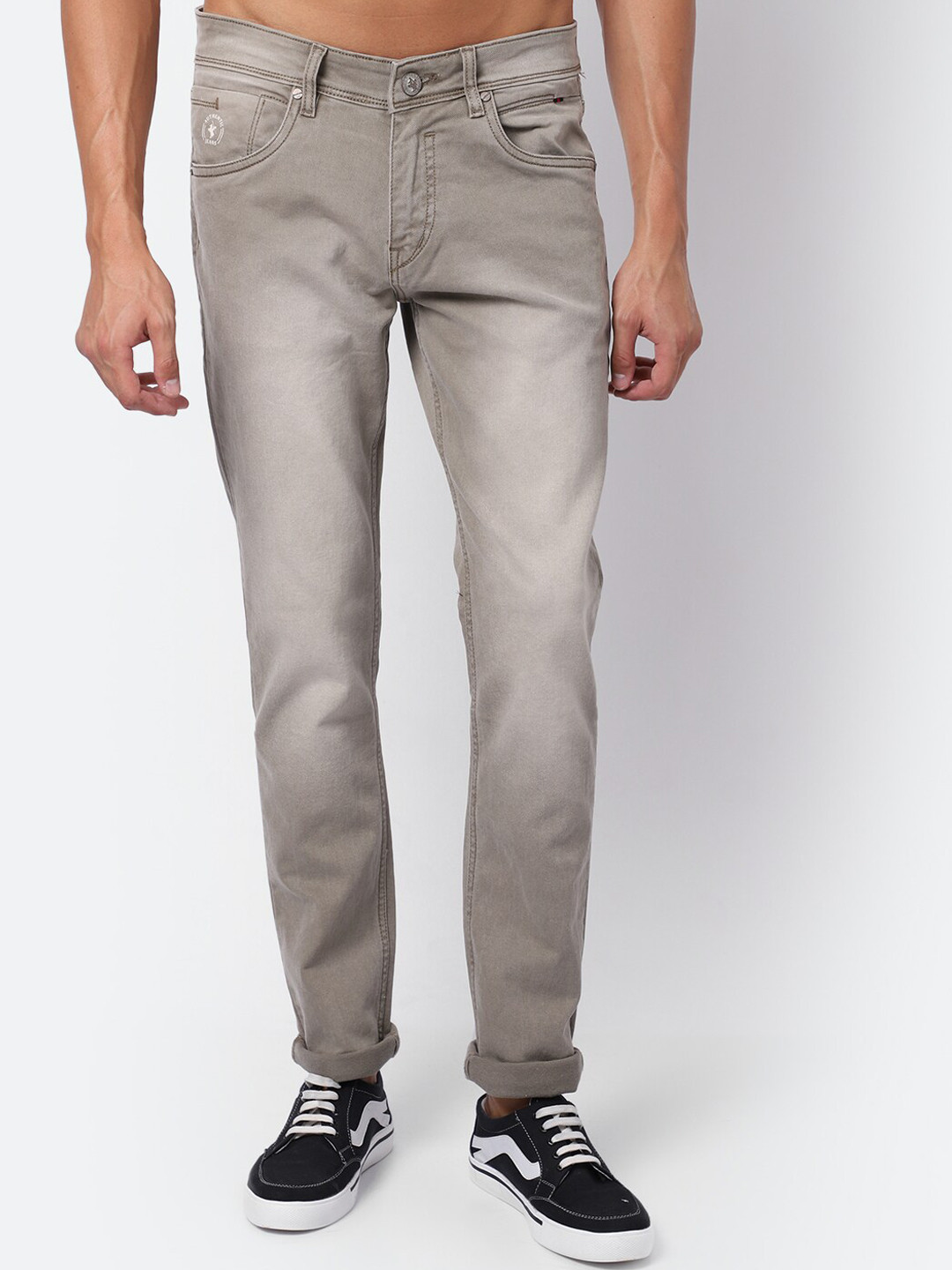 Cantabil Men Beige Heavy Fade Jeans