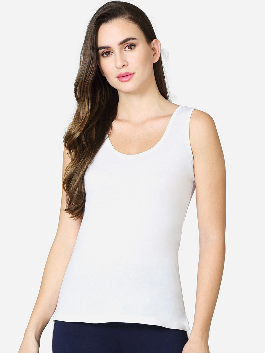 VStar Women White Solid Cotton Short Length Camisoles