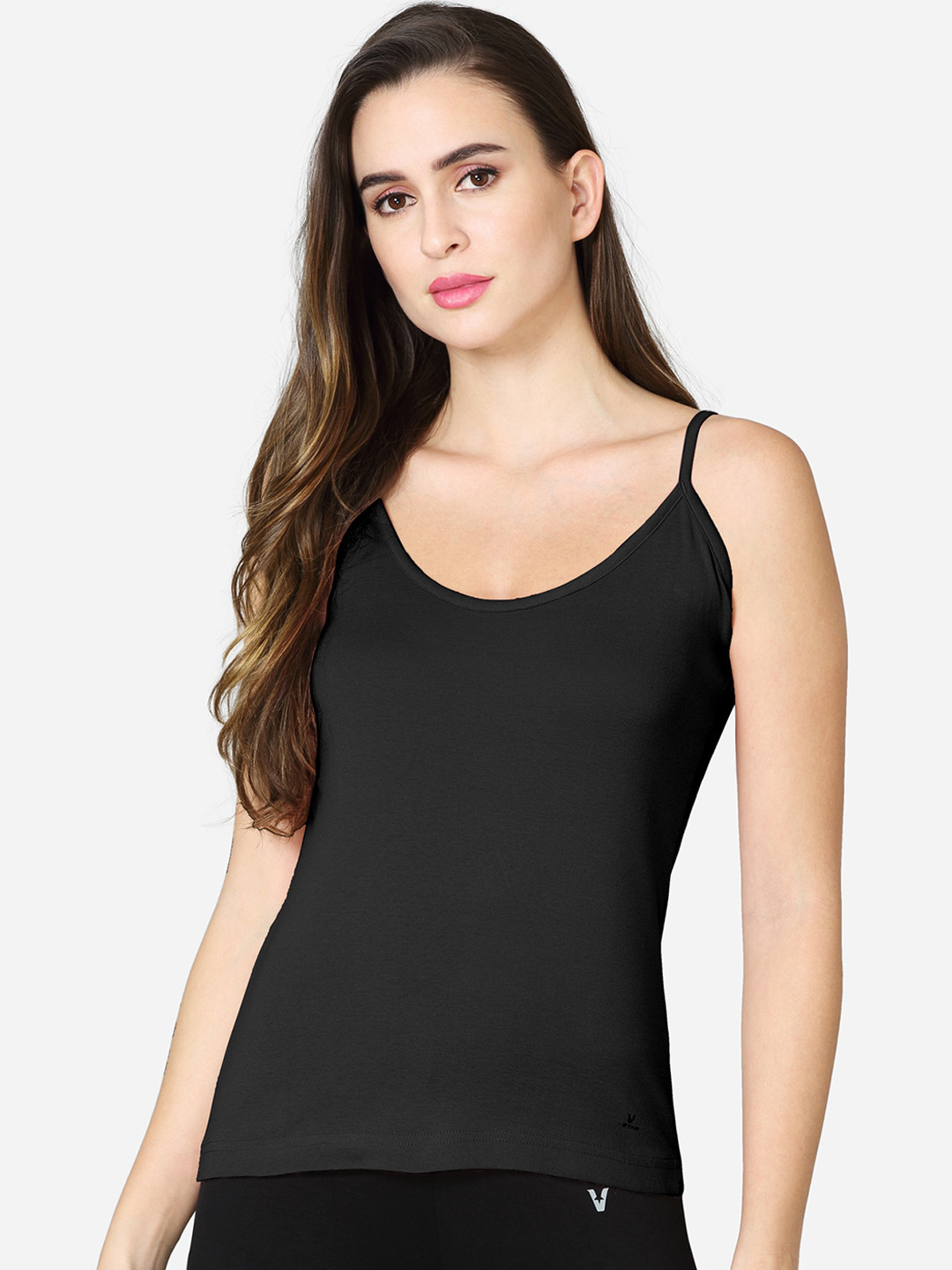 VStar Women Black Solid Pure Combed Cotton Camisole