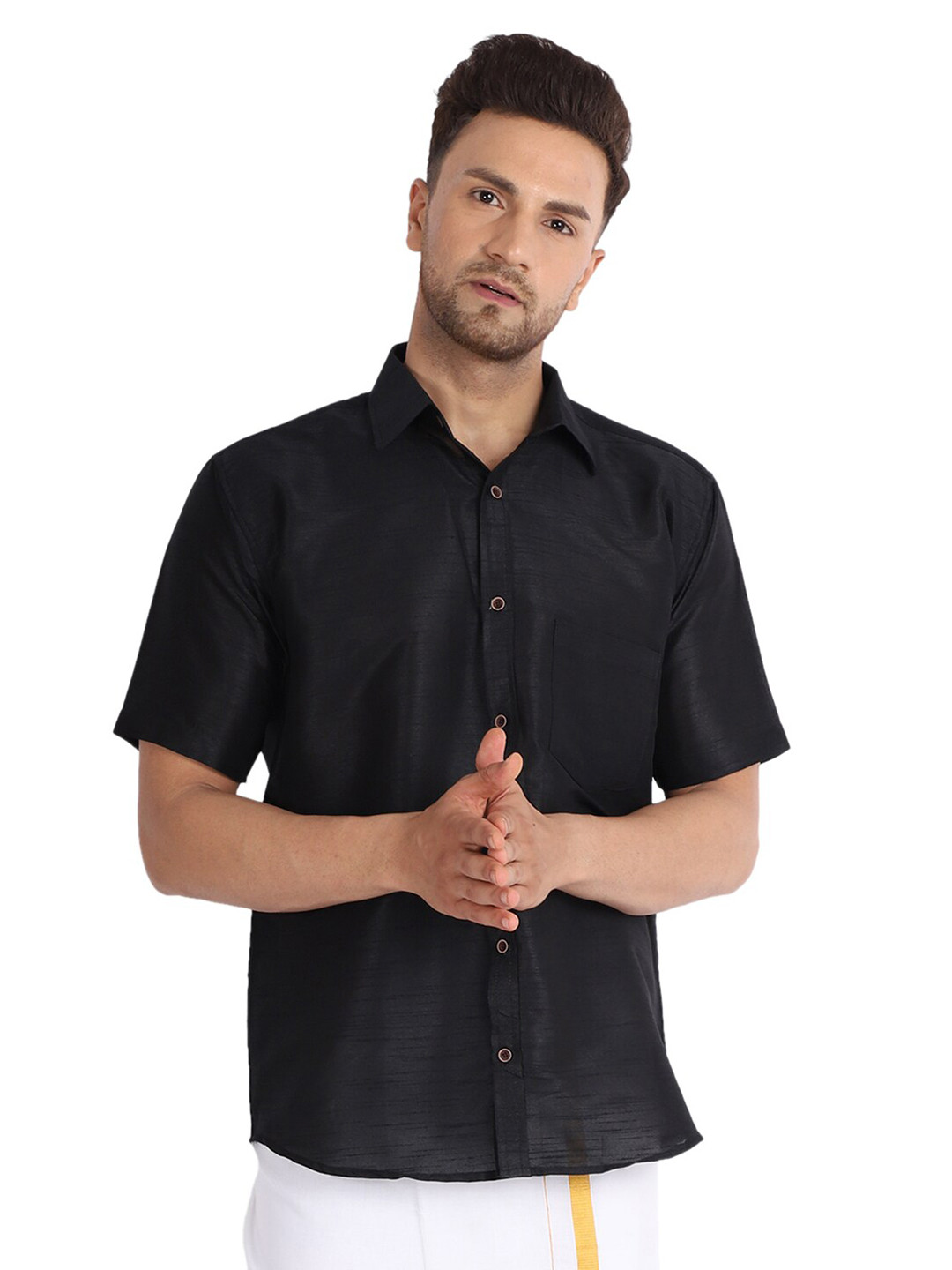 Kaifoo Men Black Party Shirt