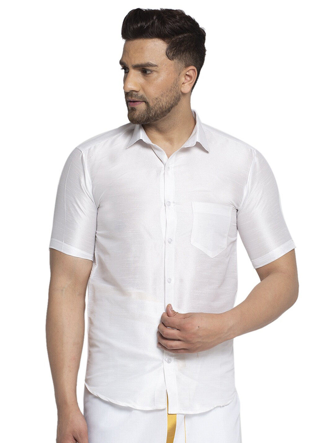 Kaifoo Men White Party Shirt