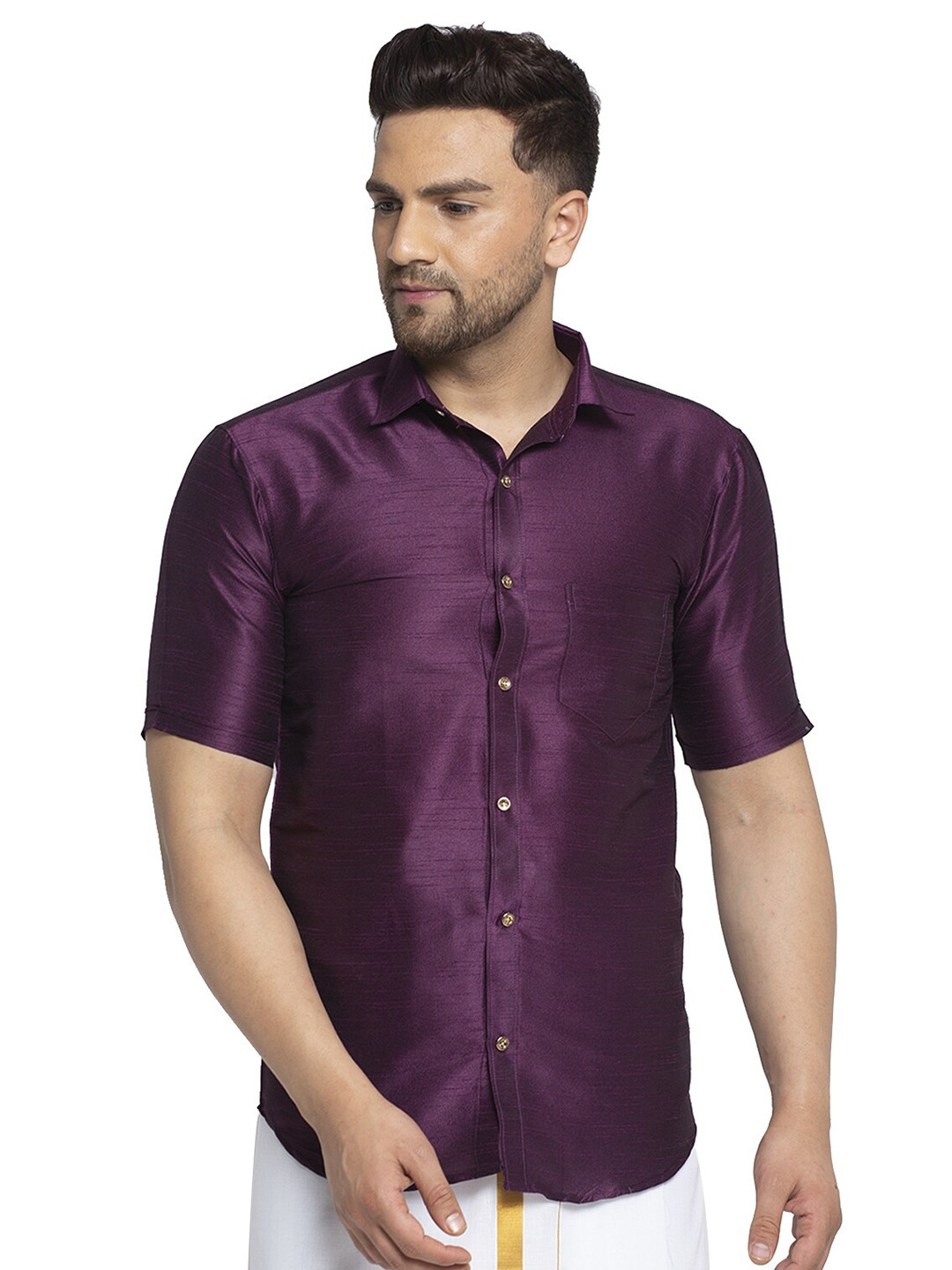 Kaifoo Men Purple Party Shirt