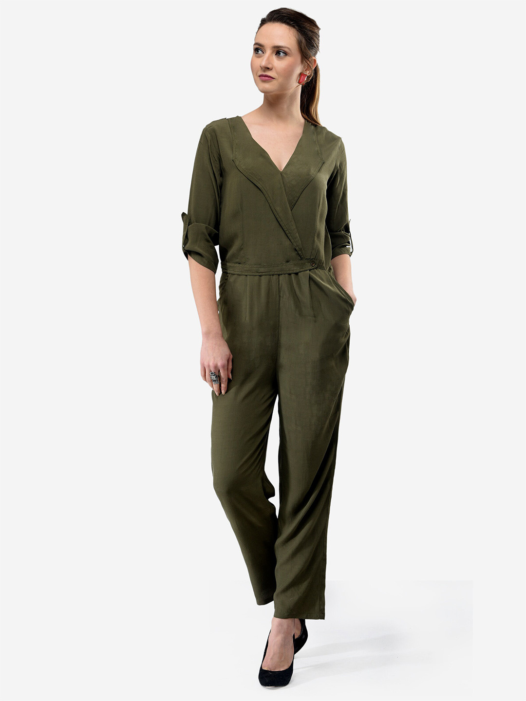 V&M Olive Green Basic Jumpsuit