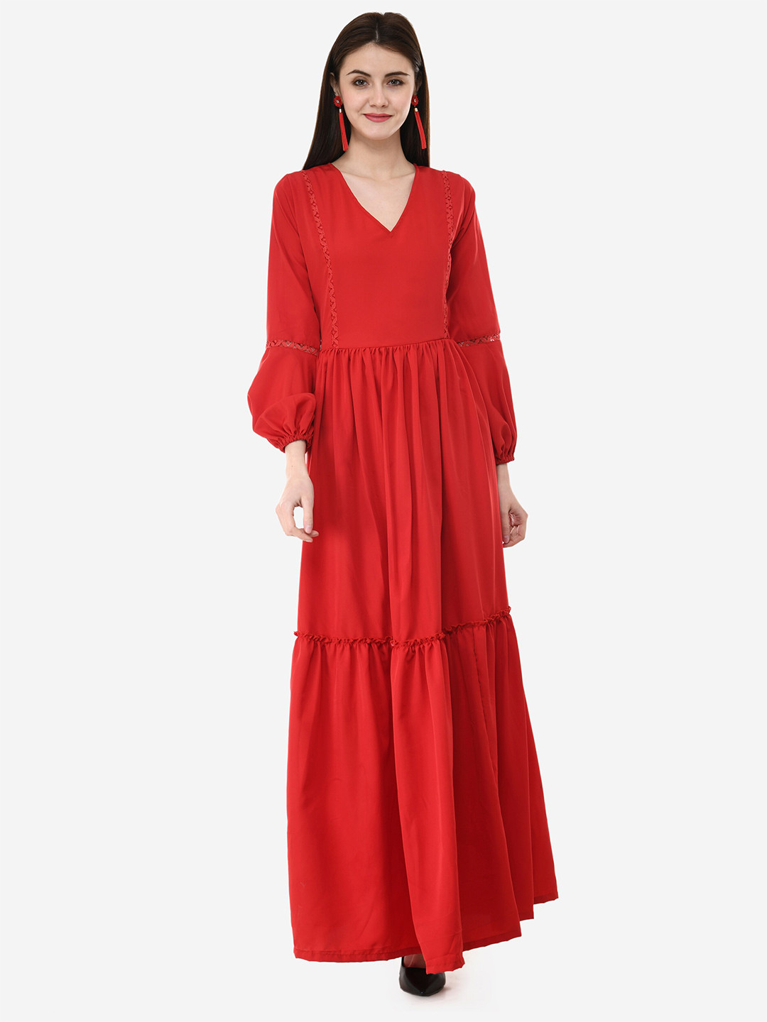 V&M Red Crepe Maxi Dress