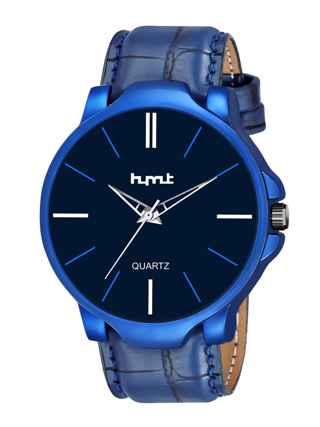 HYMT Men Blue Printed Dial & Blue Leather Bracelet Style Straps Analogue Watch HMTY-5501