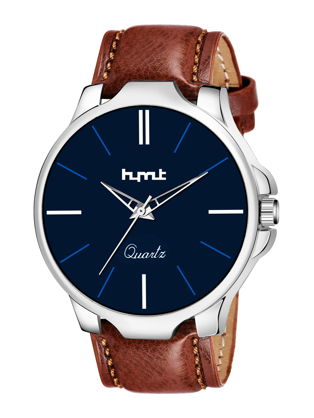 HYMT Men Brown Embellished Dial & Blue Leather Bracelet Style Straps Digital Watch HMTY-5505