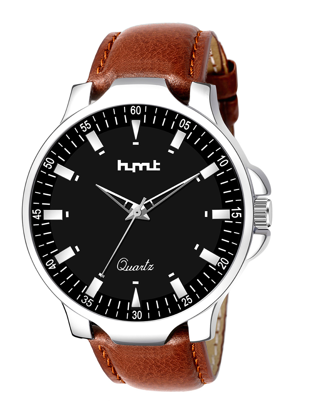 HYMT Men Brown Embellished Dial & Black Leather Bracelet Style Straps Digital Watch HMTY-5506