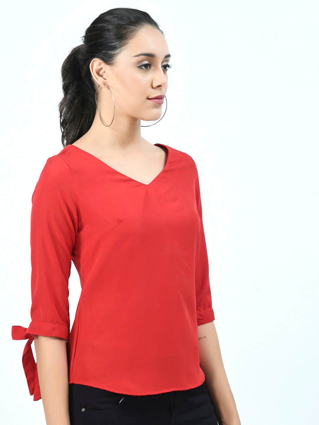 V&M Red & cayenne Crepe Top