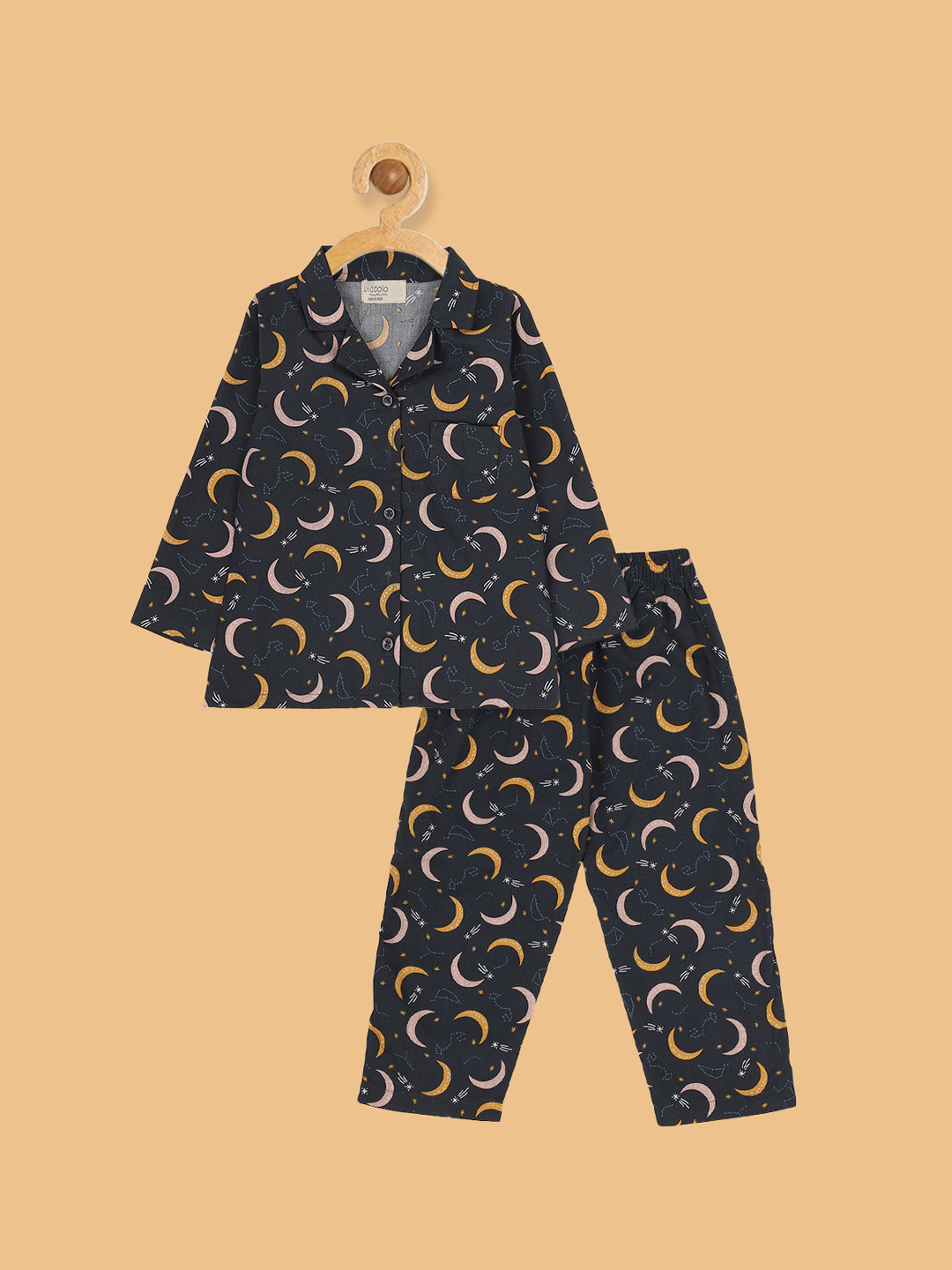 PICCOLO Girls Grey & Brown Printed Night suit