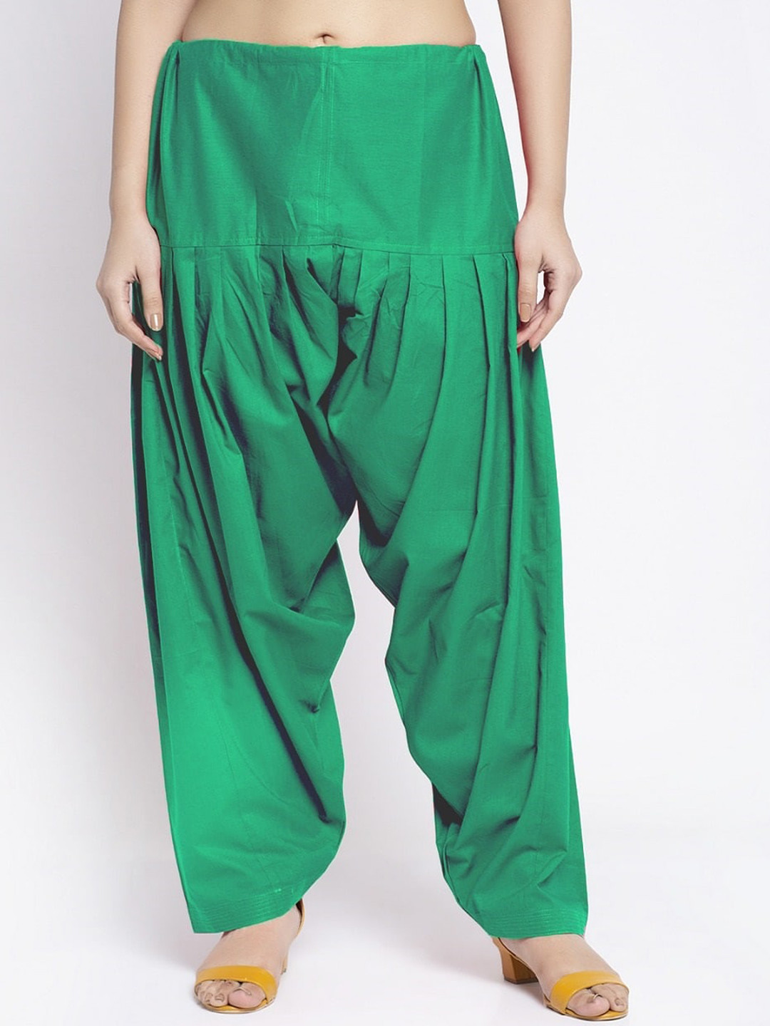 GRACIT Women Green Solid Pure Cotton Loose-Fitted Salwar